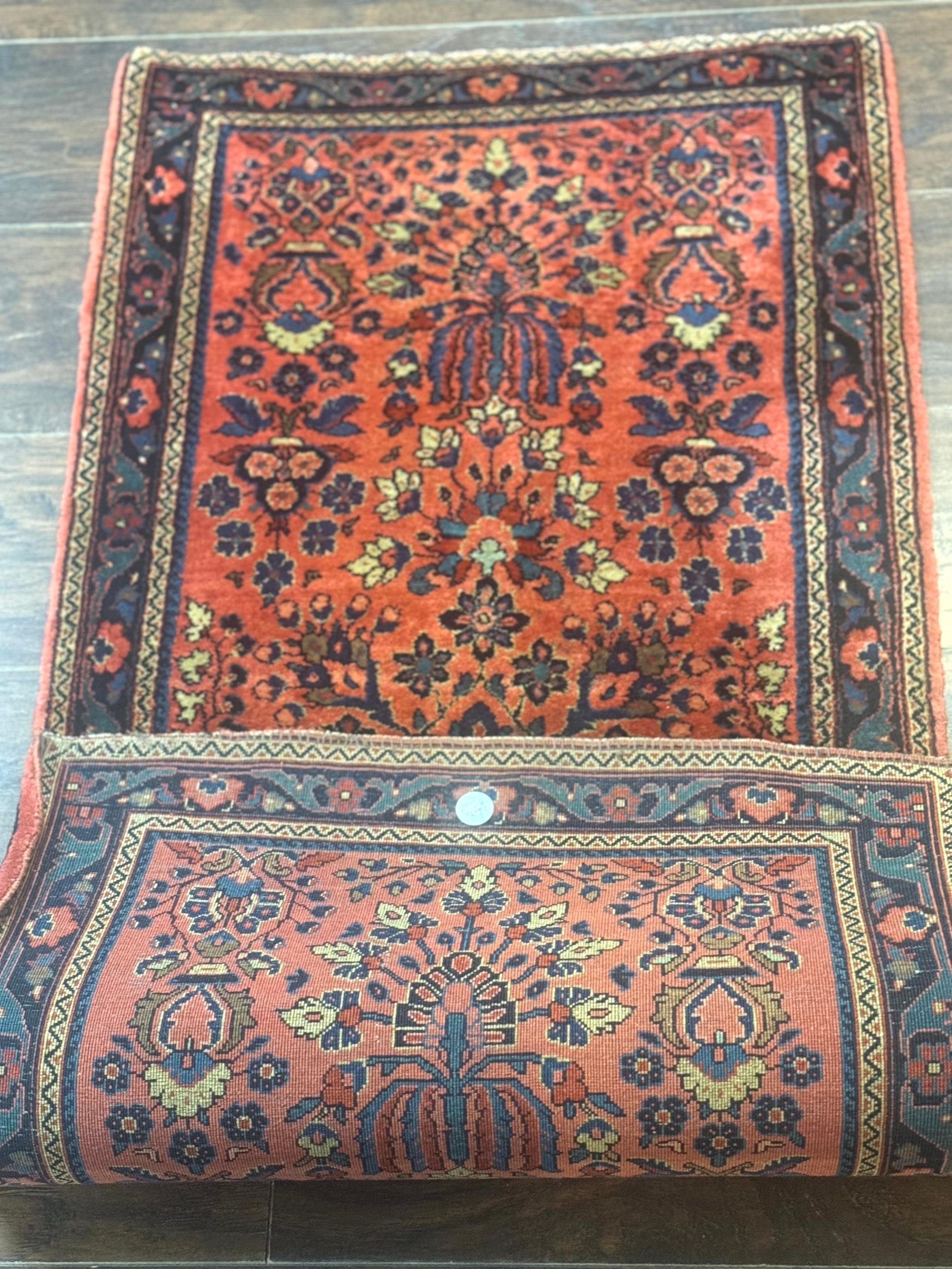 Antique Persian Sarouk Rug 2x4, Red, Fine 260 KPSI - Jewel Rugs