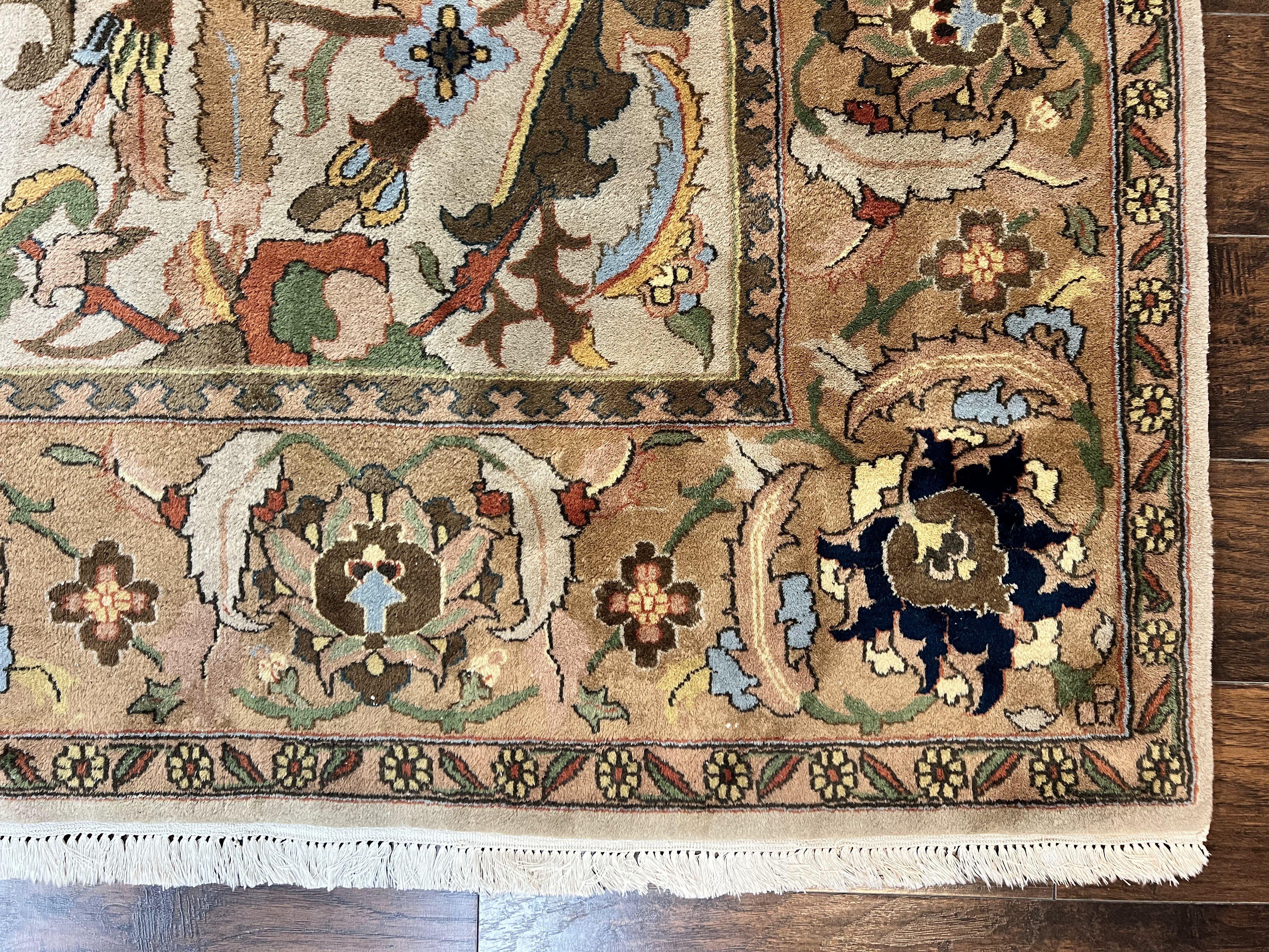 Indian Agra Rug 8x10, Wool Vintage Handmade Carpet, Gray Brown - Jewel Rugs