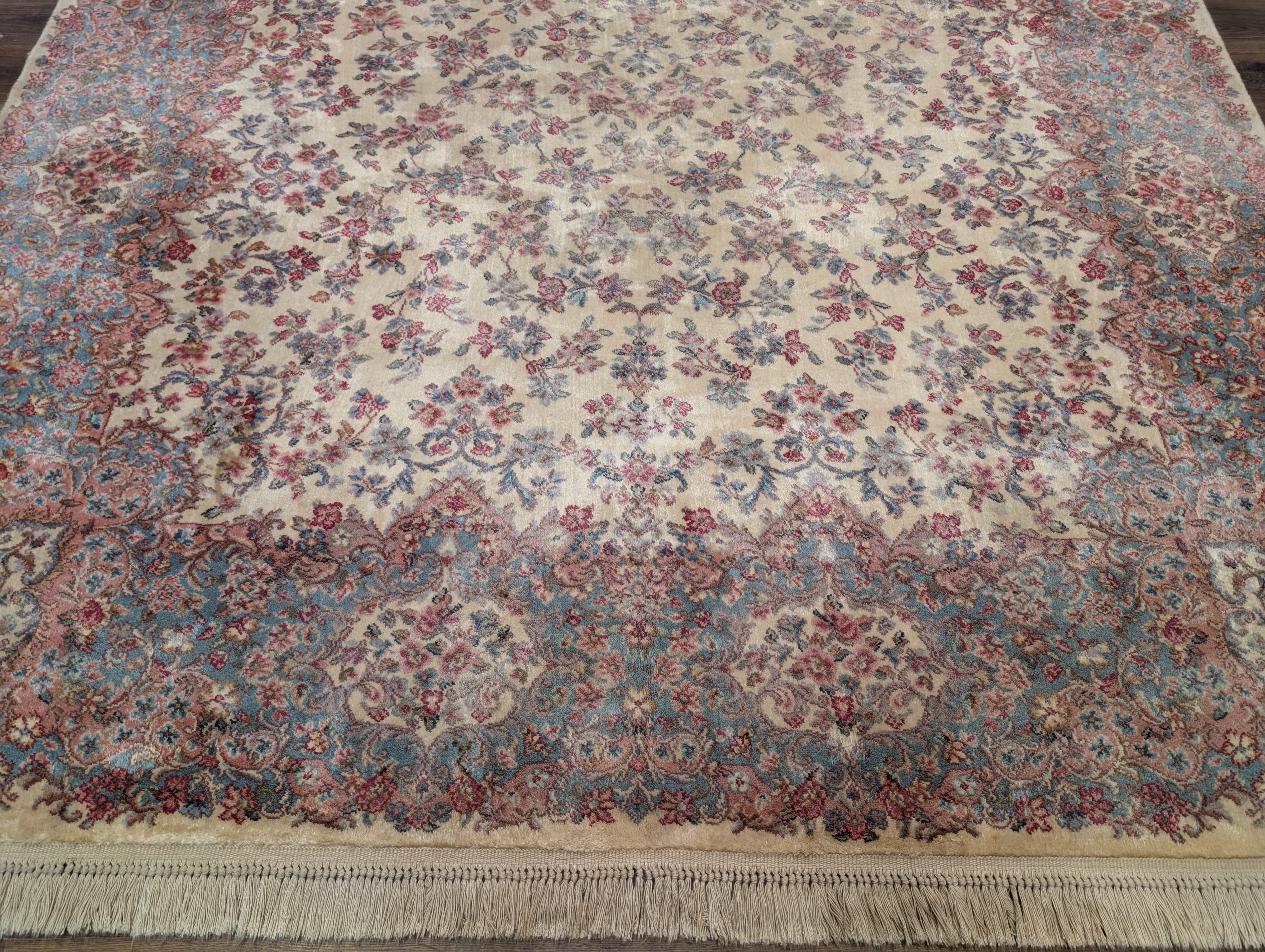 Karastan Rug 8.8 x 12 Ivory Kirman #788, Wool Pile, Original 700 Series, Vintage - Jewel Rugs