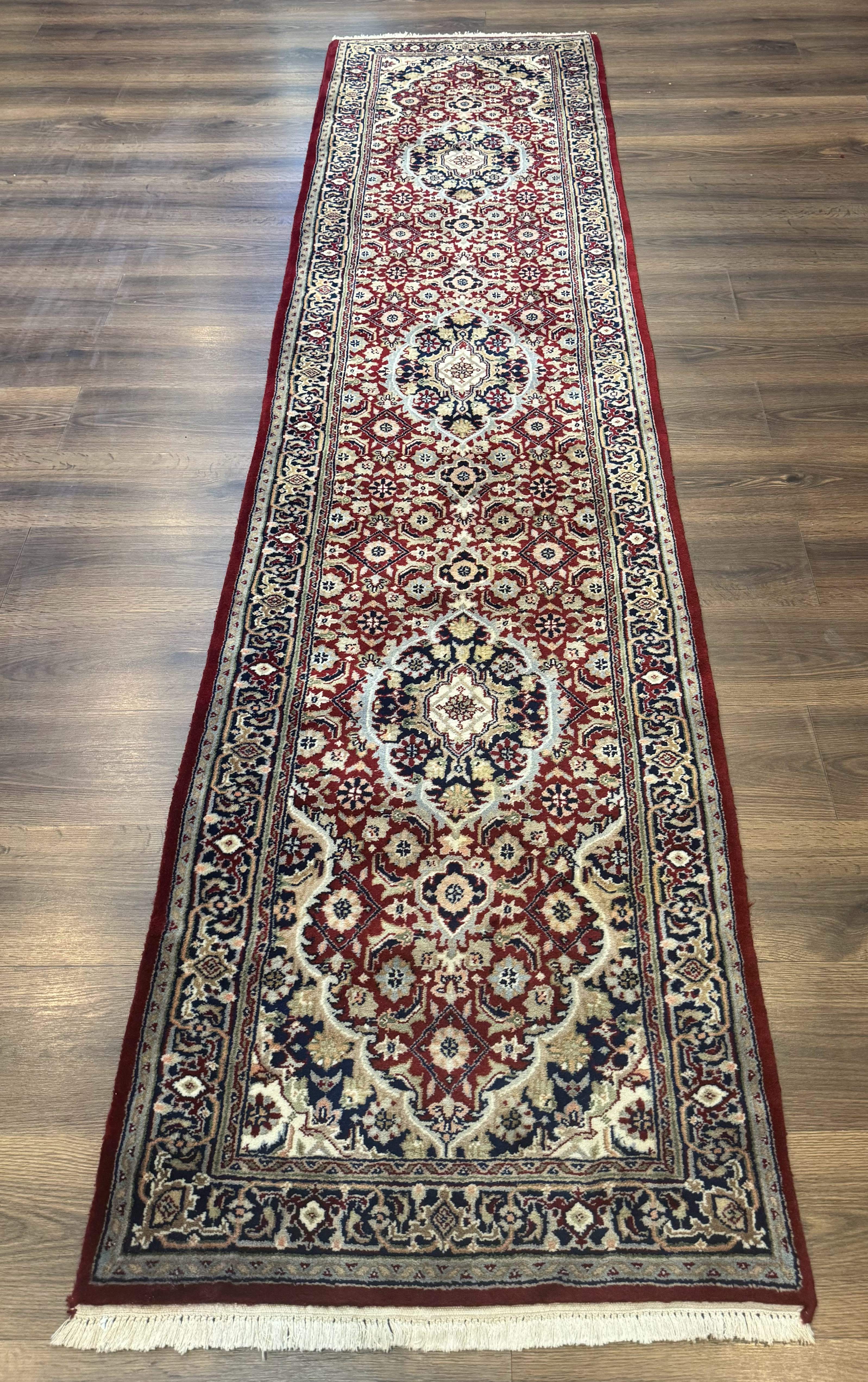 Indo Persian Sarouk Runner Rug 2.6 x 10, Floral Medallions, Traditional, Wool - Jewel Rugs