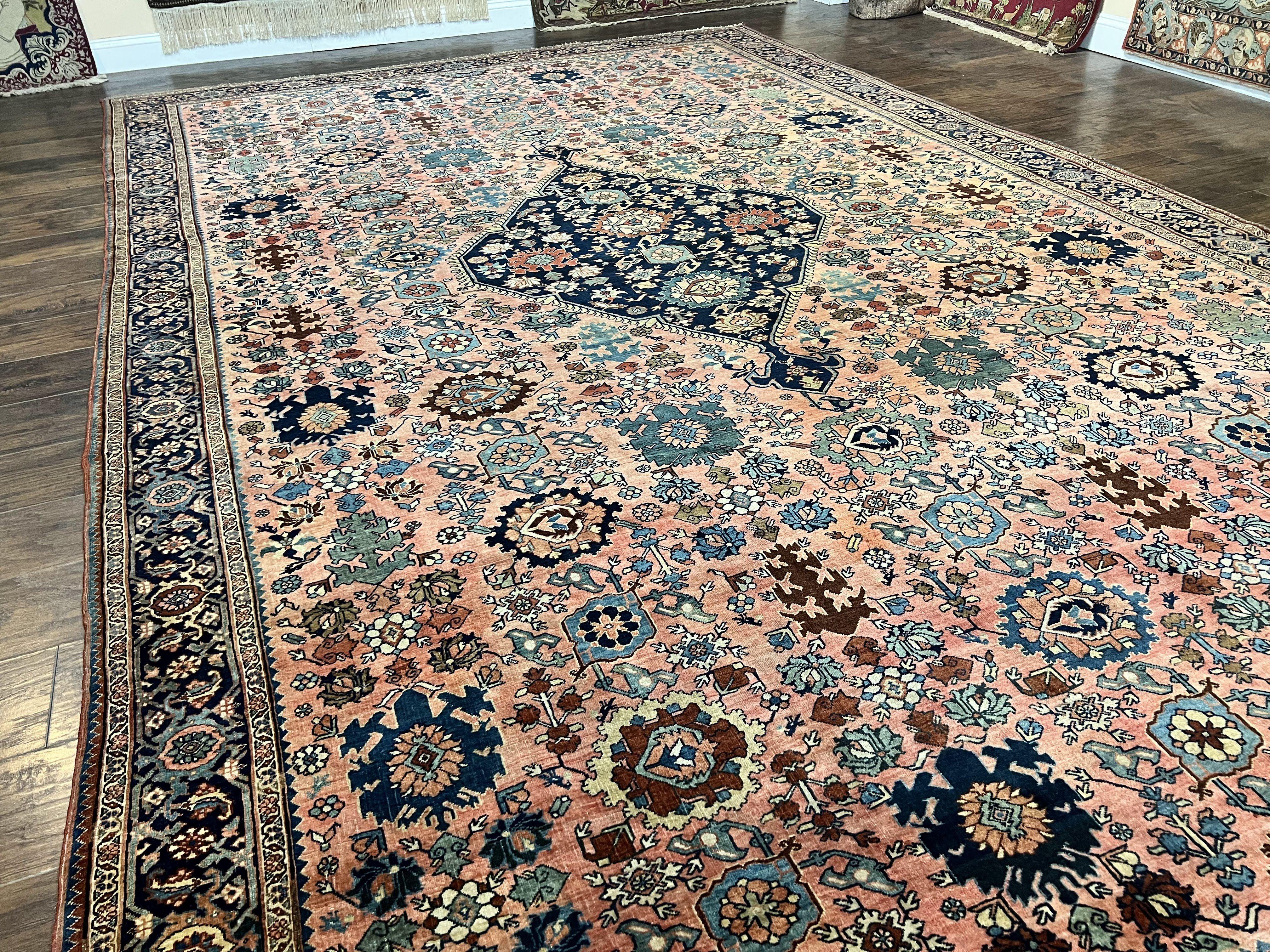 Rare Persian Sarouk Farahan Rug 9x15 – Antique Wool Carpet, Signed By Master Weaver - Jewel Rugs