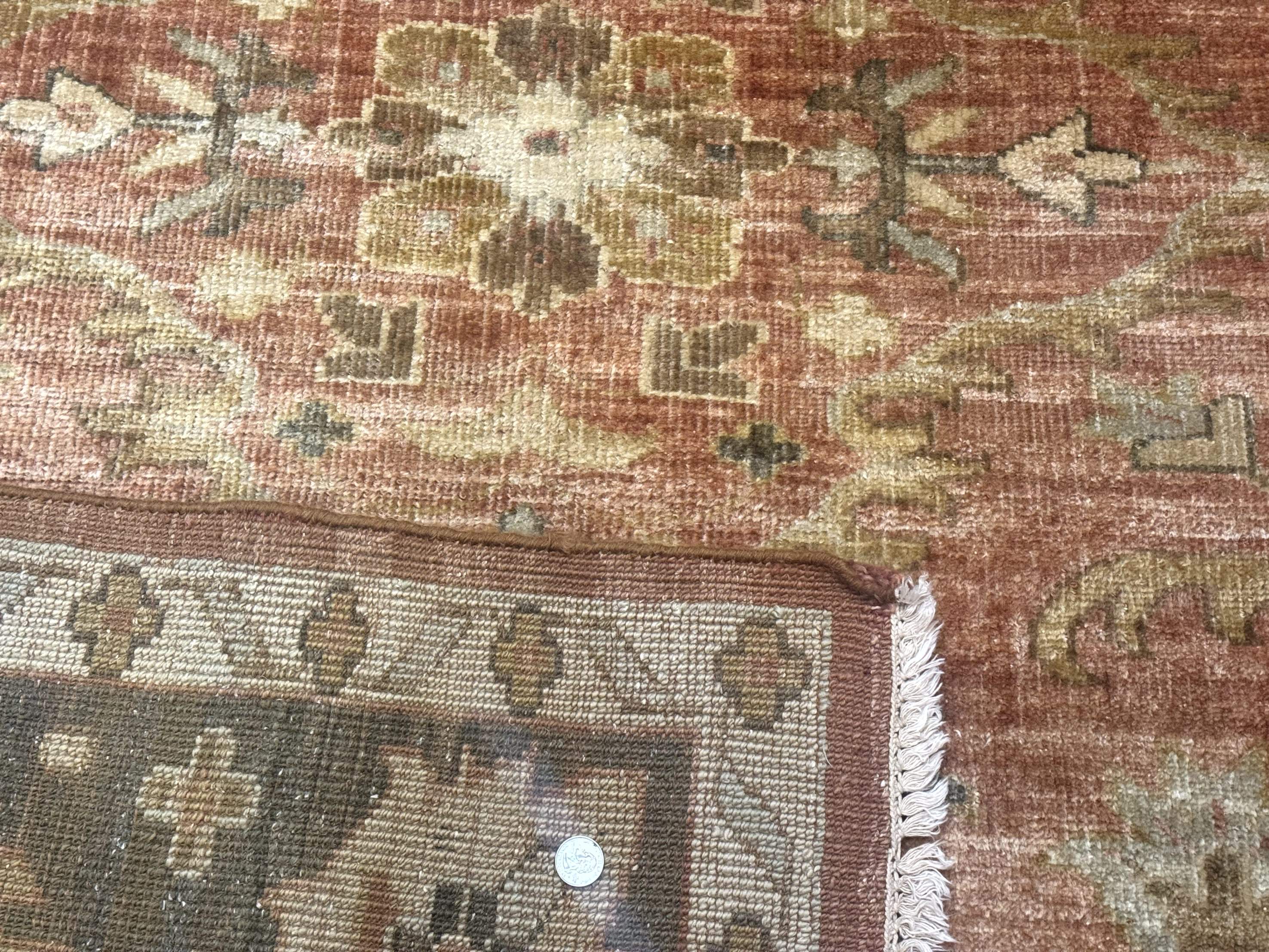 Turkish Oushak Rug 8x10 – Terracotta and Dark Gray, Hand-Knotted Wool Carpet - Jewel Rugs