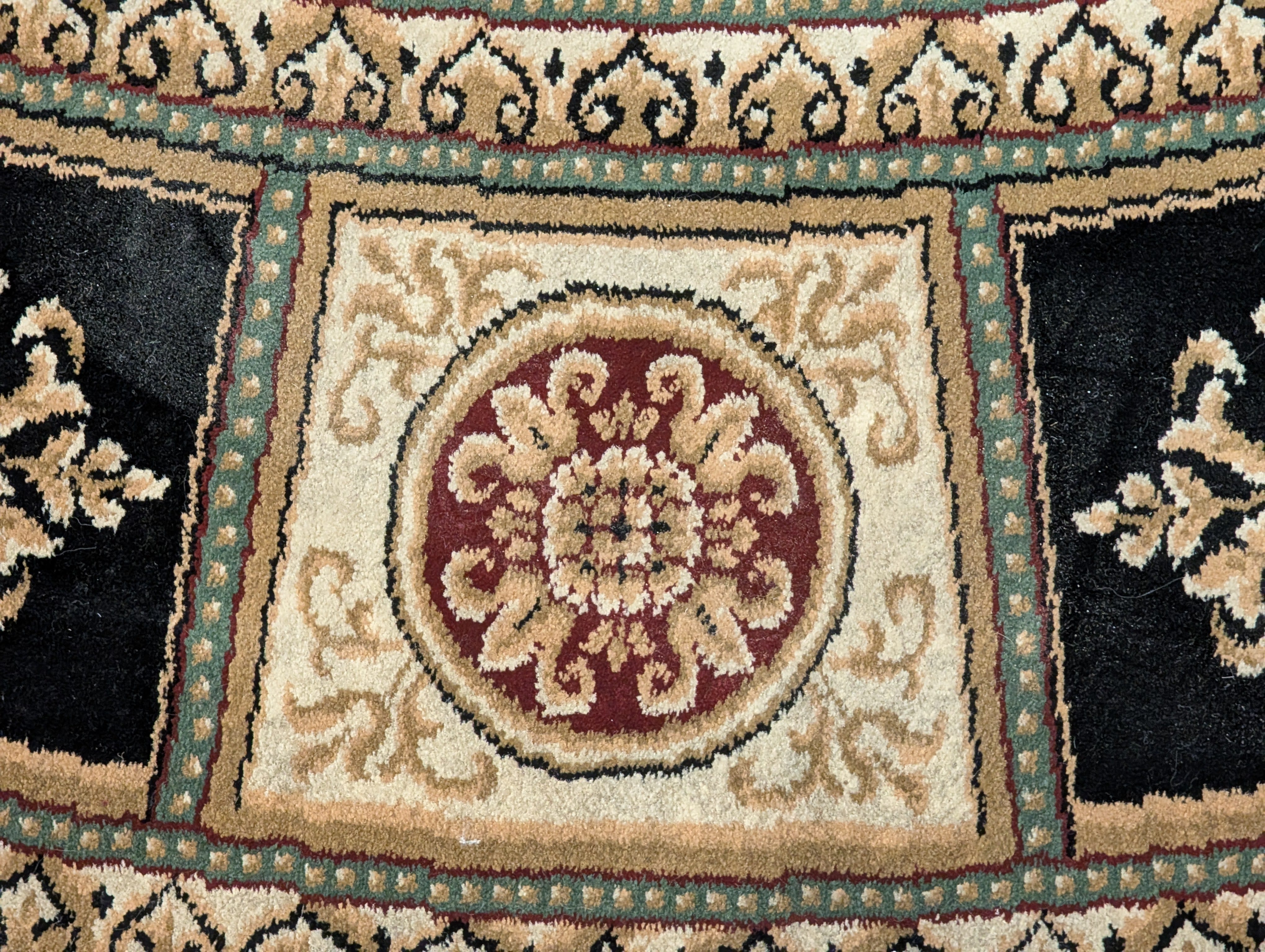 Round Aubusson Rug 5x5 ft, Black, Savonnerie, French Design - Jewel Rugs