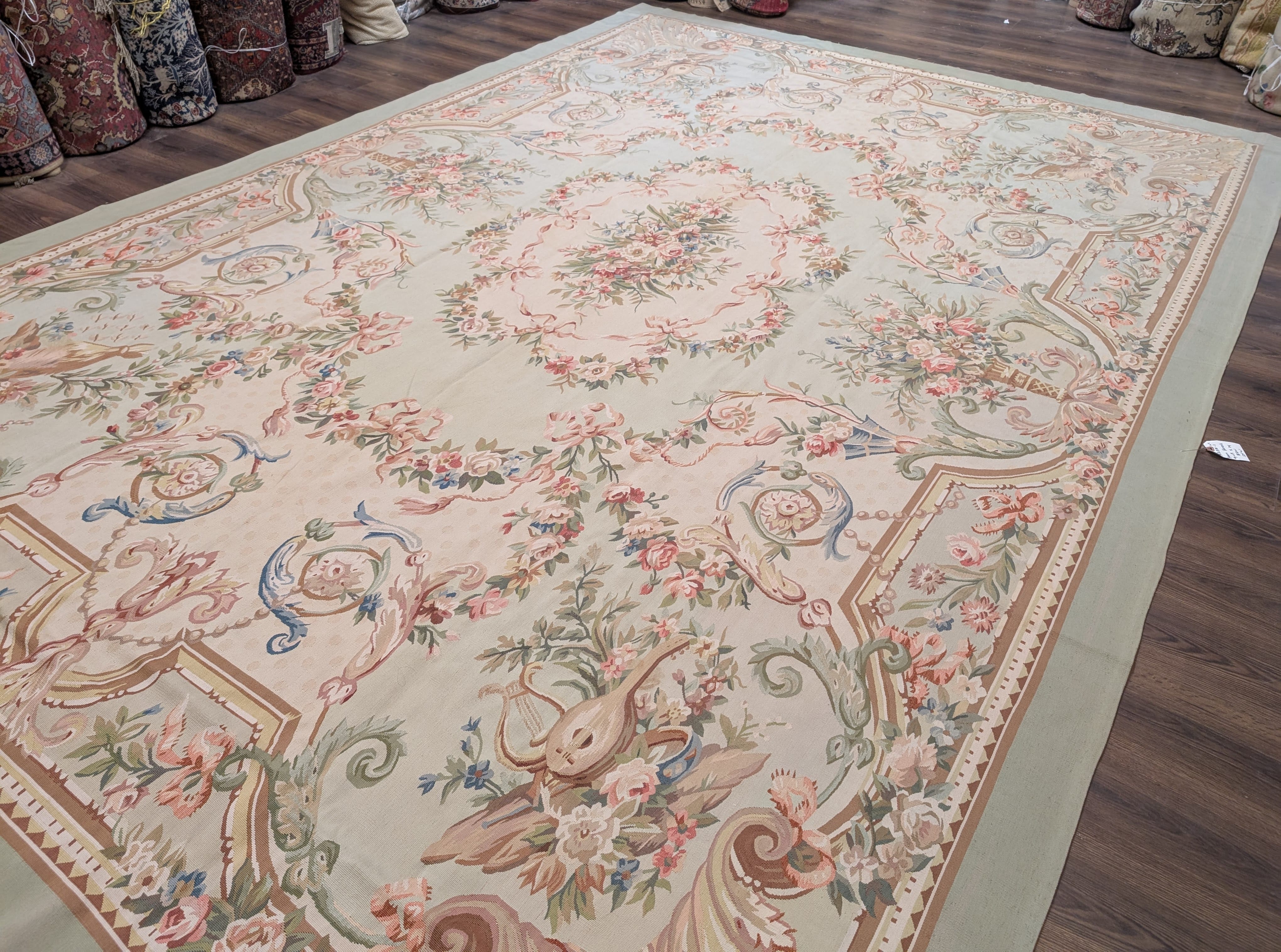Aubusson Rug 10x14, Flatweave Hand-Woven Wool Carpet - Jewel Rugs