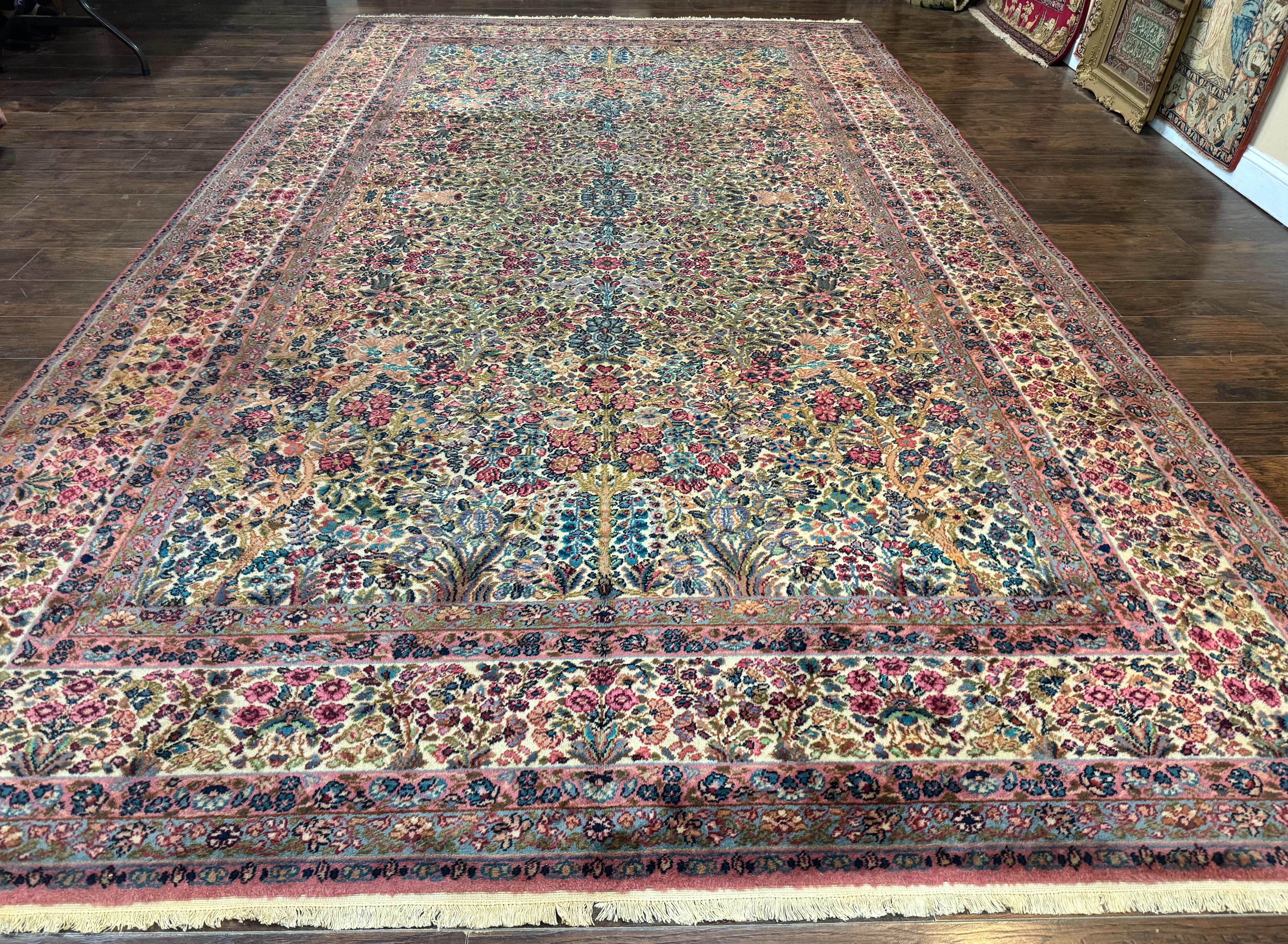 Karastan Rug 8.8 x 15, Lanamar Kirman #5519, Wool Karastan Carpet, Antique Floral Karastan Rug, Tree of Life Design Rug, Traditional Rug - Jewel Rugs