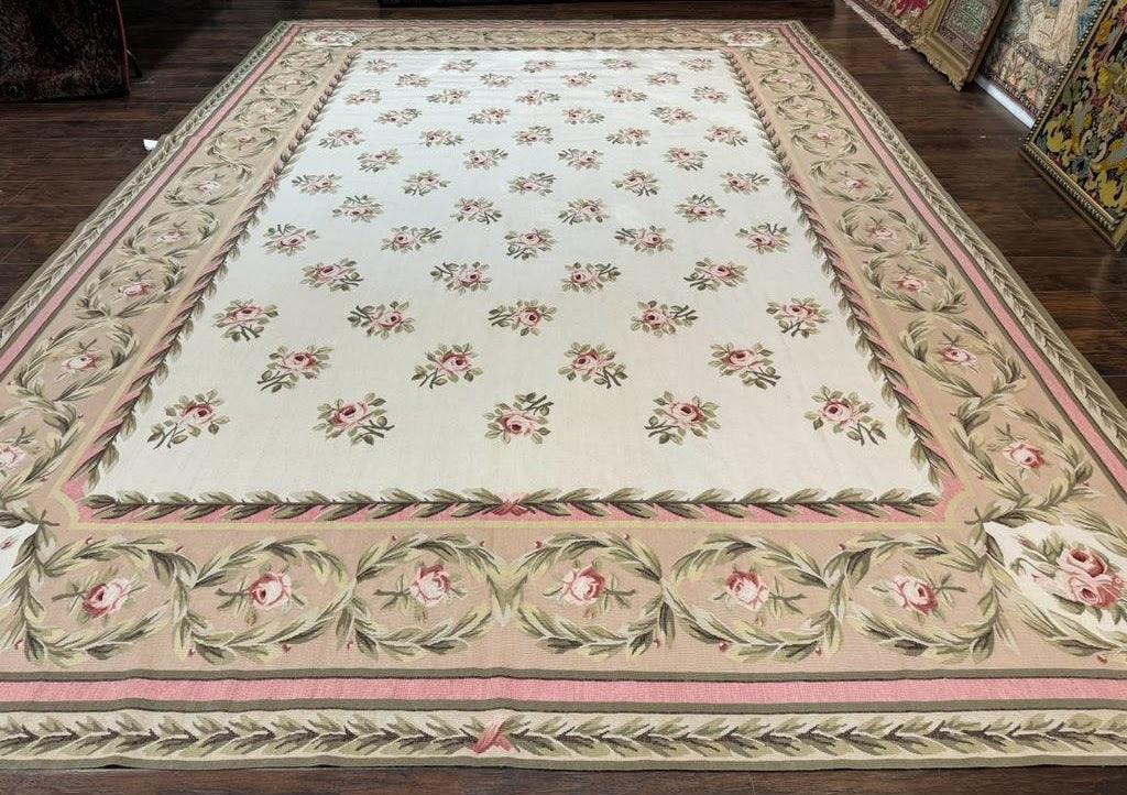 Aubusson Rug 10x14, Wool, Handmade, Floral Bouquets, European Design - Jewel Rugs