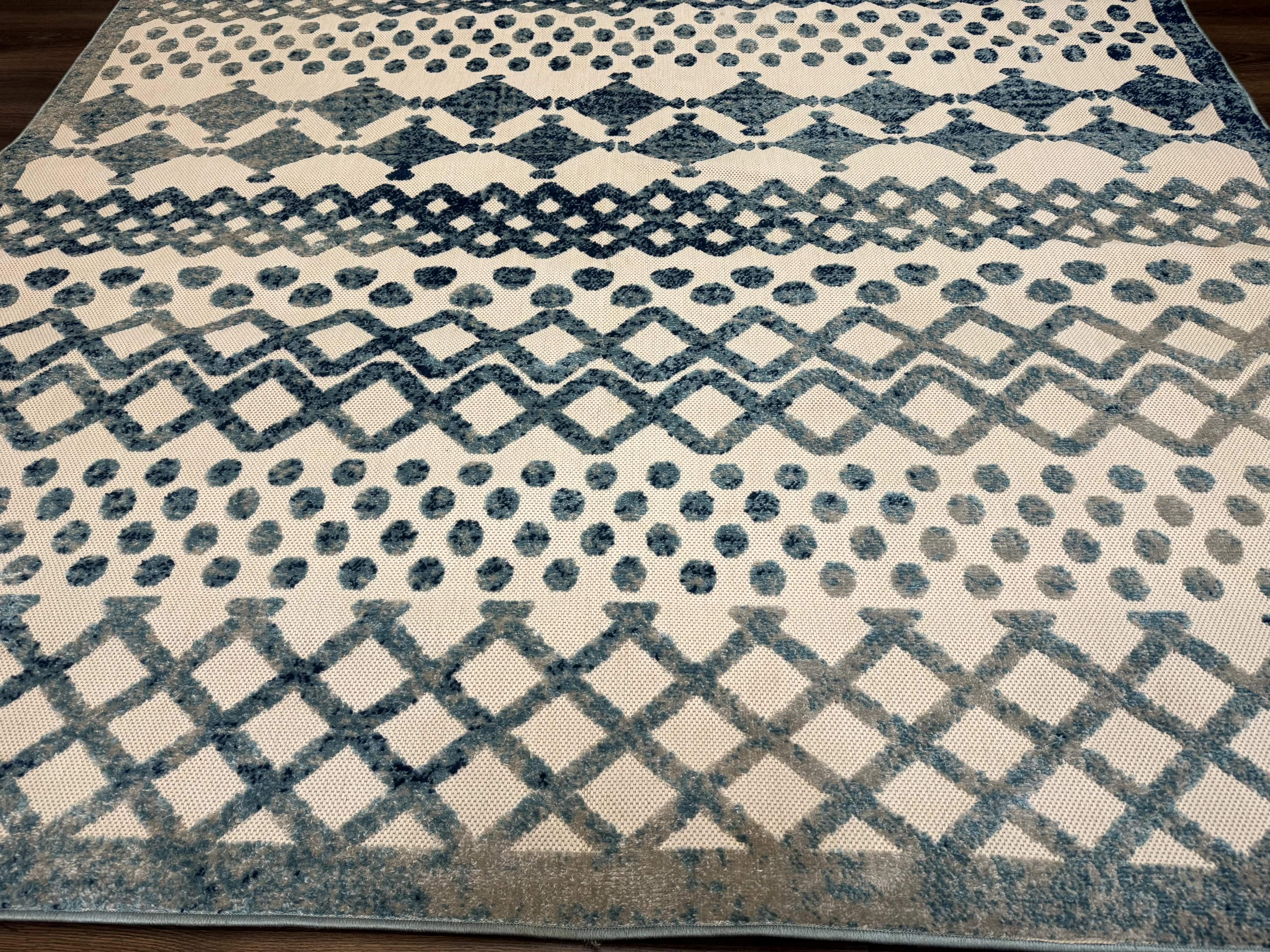 Modern Rug 8x10, Abstract Rug, Oat and Blue, Raised Pattern, Modway Rug Collection - Jewel Rugs