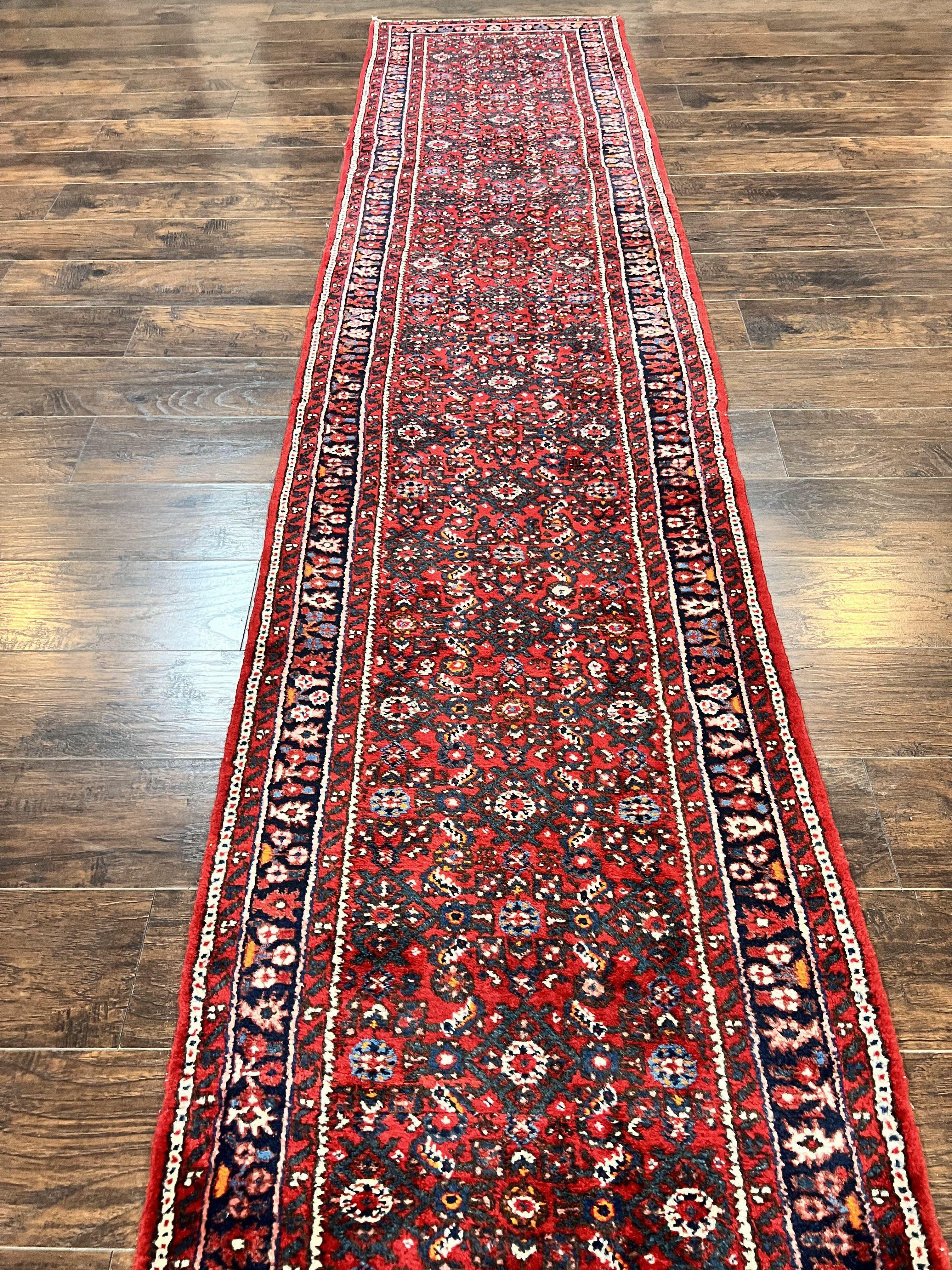 Long Persian Runner Rug 2.9 x 17, Red Handmade Wool Rug for Hallway, Antique Persian Carpet, 17ft Runner, Persian Hamadan Dargazine Rug - Jewel Rugs
