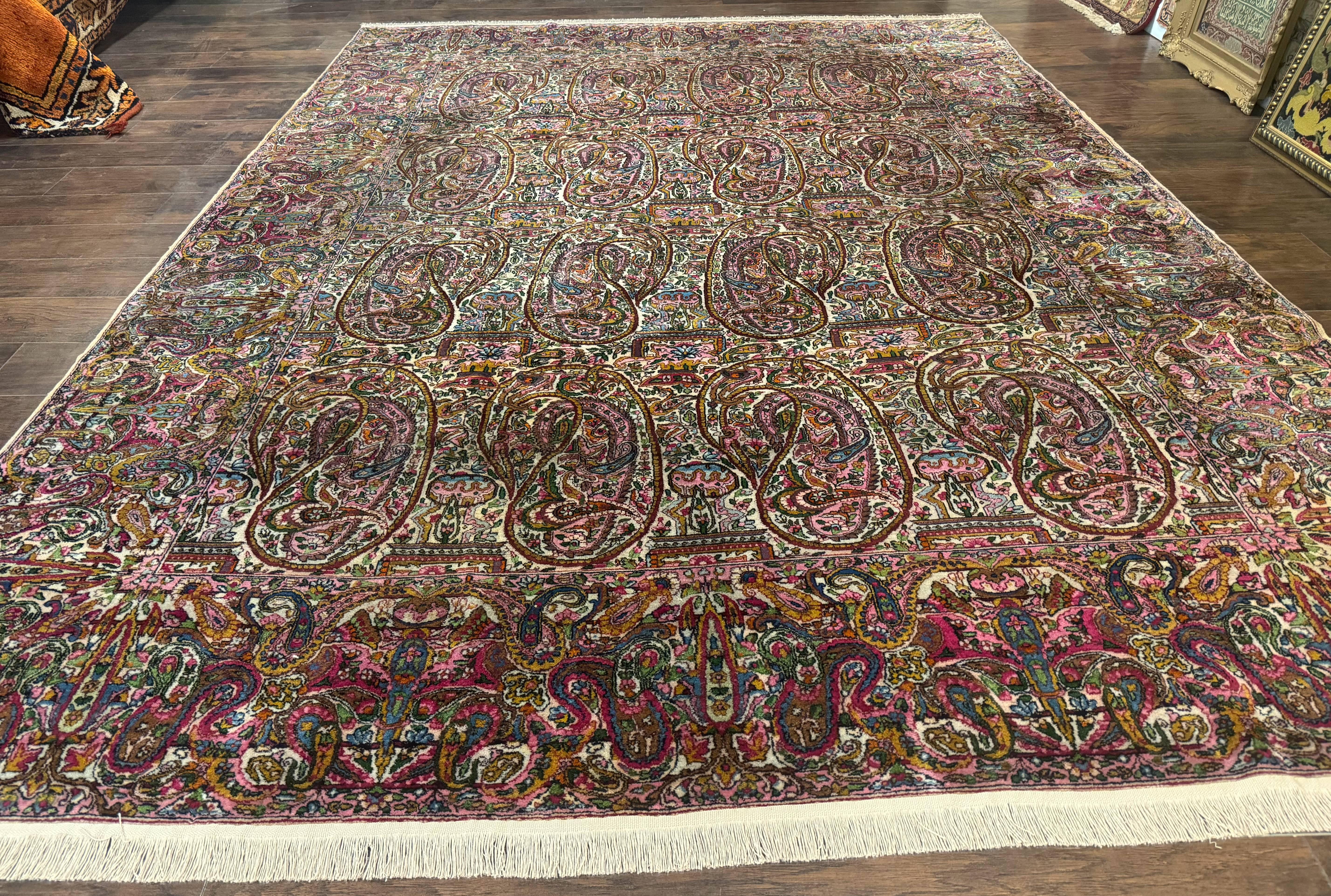 Rare Antique Persian Kerman Lavar Rug 9x12, Boteh Paisley Design - Jewel Rugs