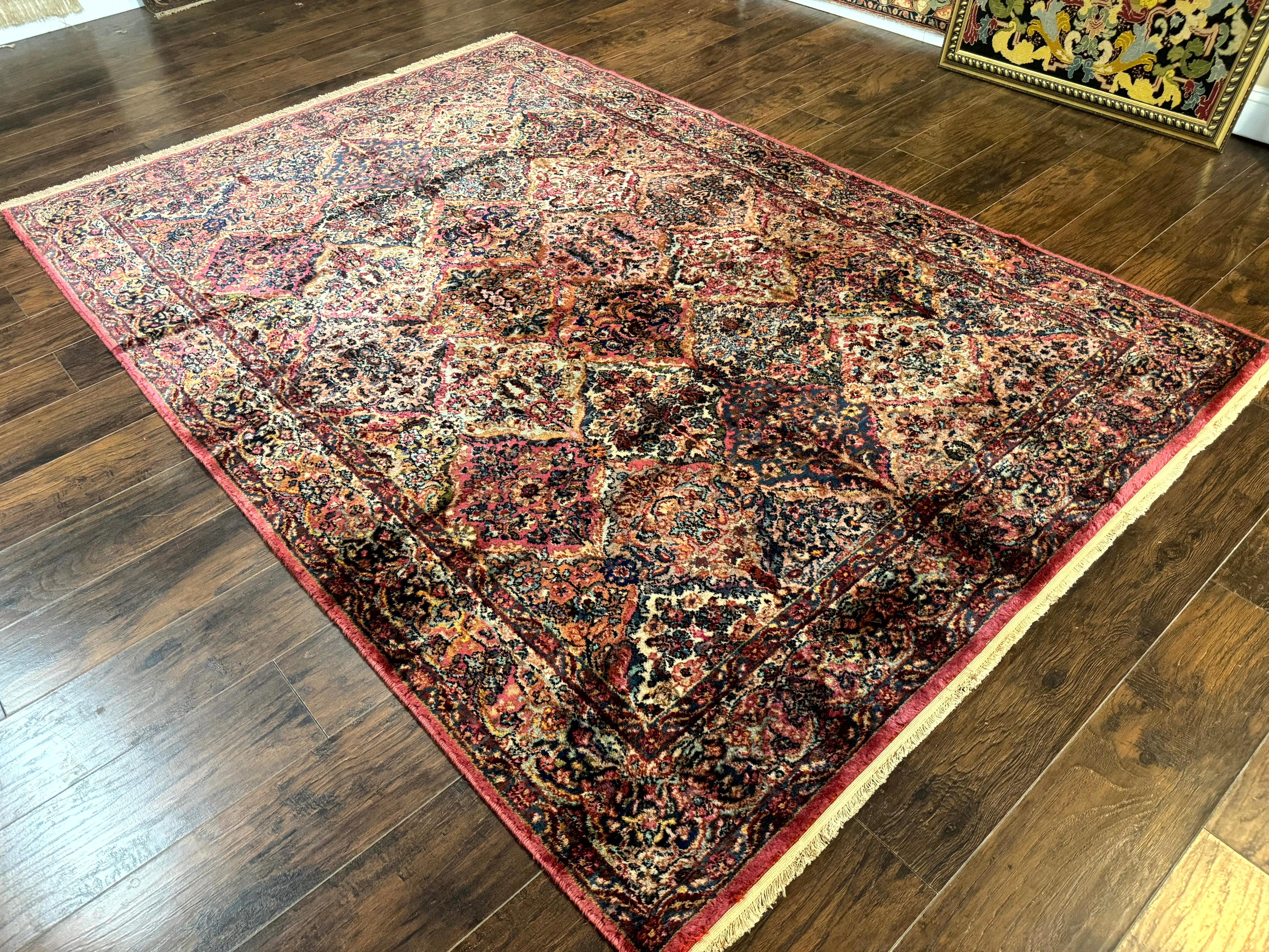 Karastan Rug 6x9, Multicolor Panel Kirman Rug #717, Wool Original Karastan Collection 700 Series, Vintage Discontinued Karastan - Jewel Rugs