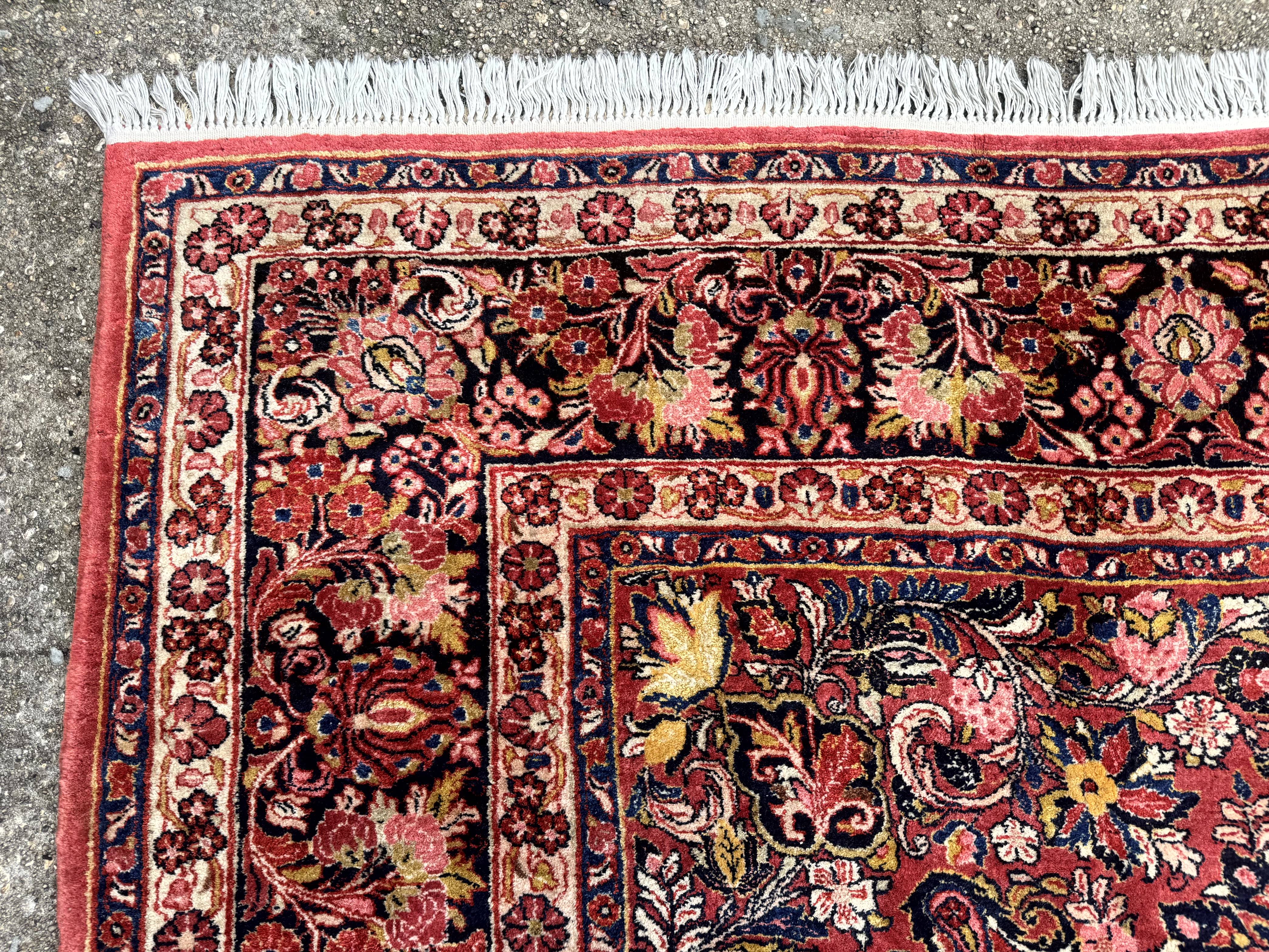 Large Antique Persian Sarouk Rug 11x18, Red, Floral Allover, Palace Size Wool Handmade Carpet - Jewel Rugs