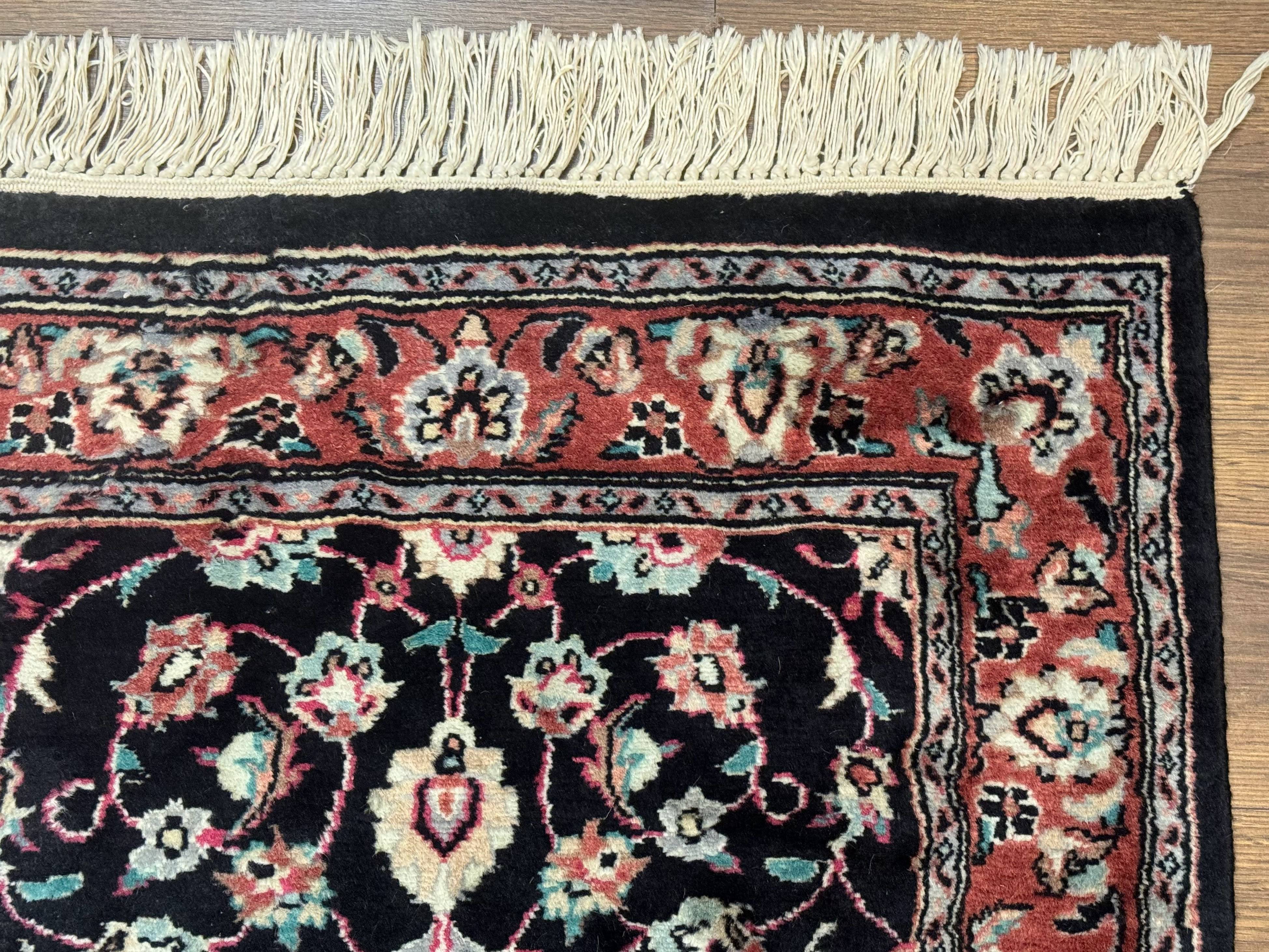 Pak Persian Runner Rug 2.8 x 10, Dark Blue, Floral Allover, Wool - Jewel Rugs