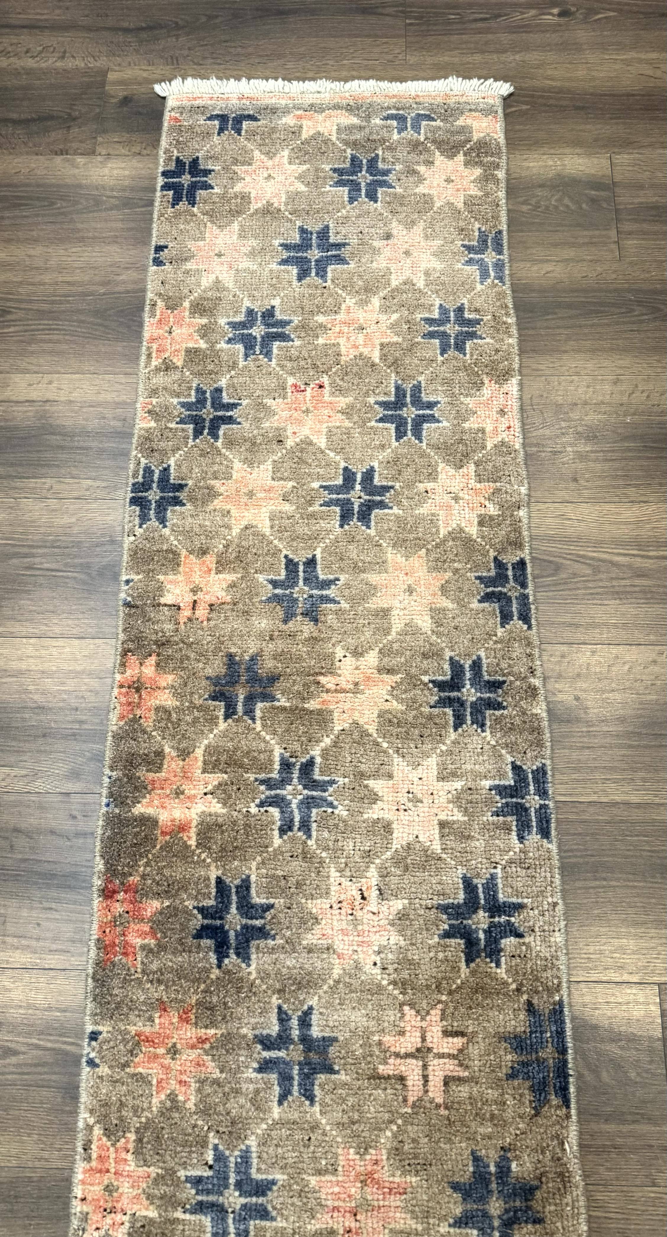 Tibetan Runner Rug, Short Skinny Runner, Star Design, 1.9 x 6.8 Rug for Hallway - Jewel Rugs