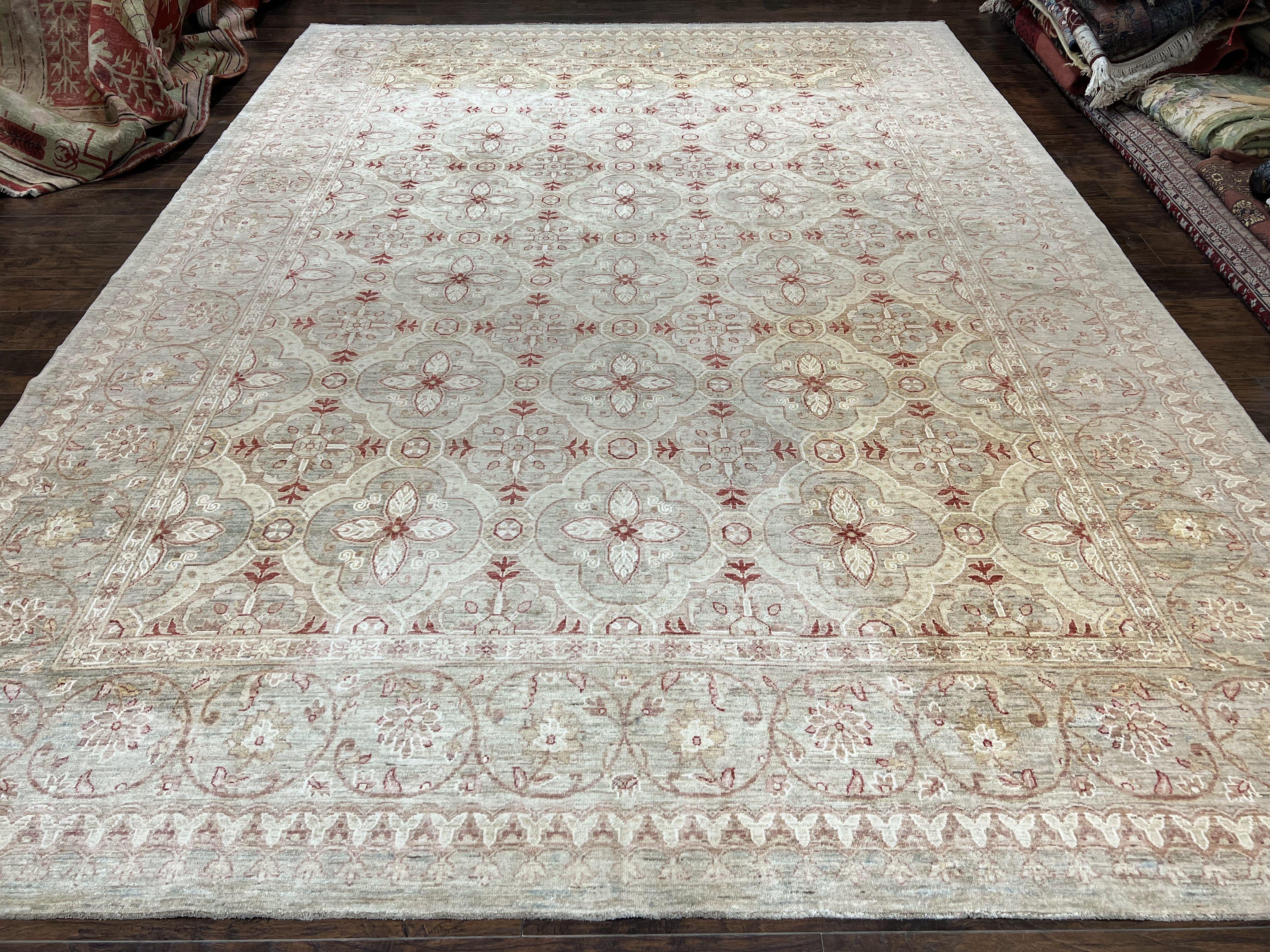 Turkish Oushak Rug 10x14, Neutral Colors Large Room Sized Handmade Wool Area Rug, Farmhouse Rug, Hand Knotted Oushak 10 x 14 ft, Gray Taupe - Jewel Rugs