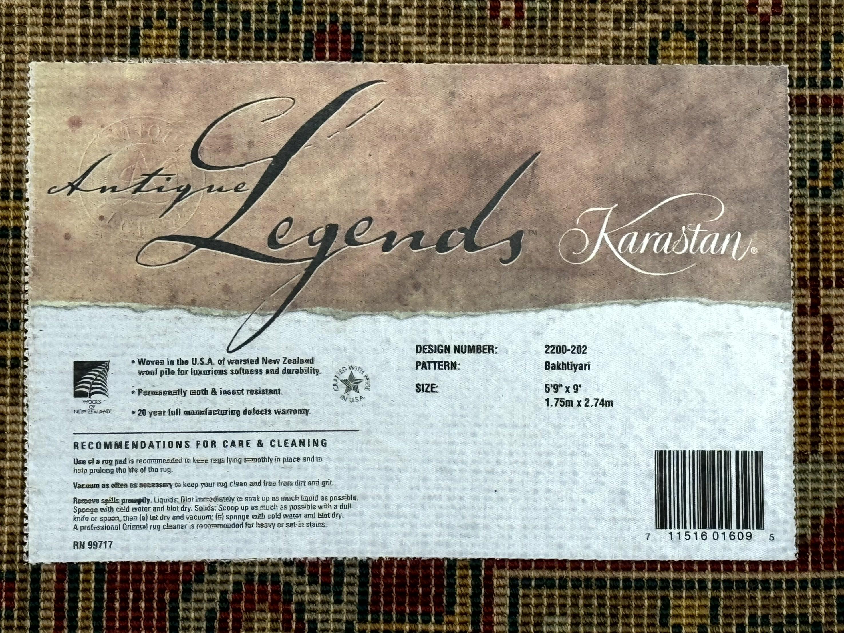 Karastan Rug 5.9 x 9 Antique Legends Bakhtiyari#2200-202, Karastan Area Rug, Wool Pile Vintage Karastan Carpet - Jewel Rugs