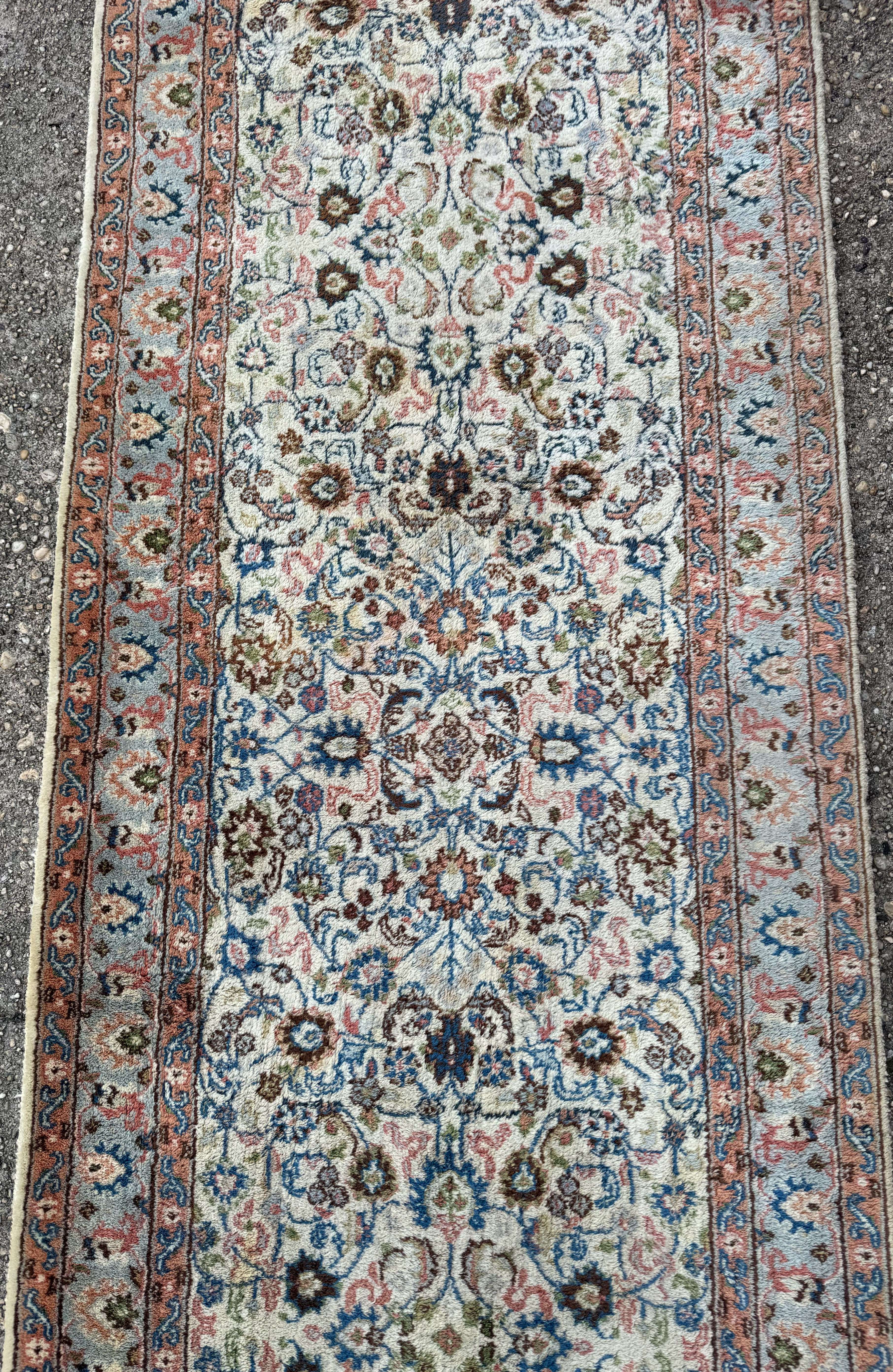 Indo Persian Long Runner Rug 3 x 25 ft, Ivory, Hand Knotted - Jewel Rugs