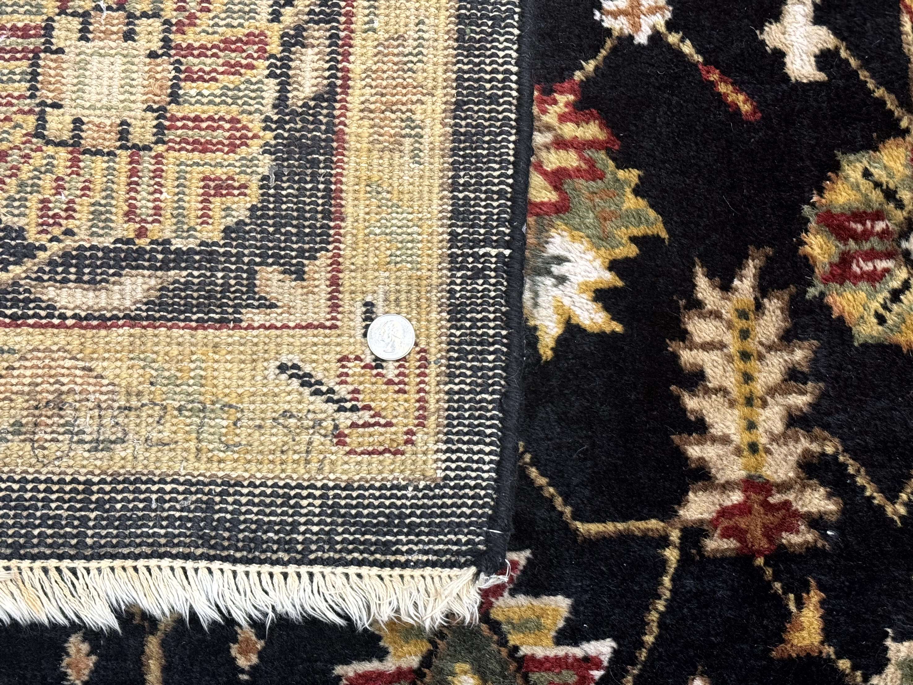 Indo Persian Mahal Rug 8x10, Black and Gold, Wool Hand Knotted Oriental Carpet - Jewel Rugs