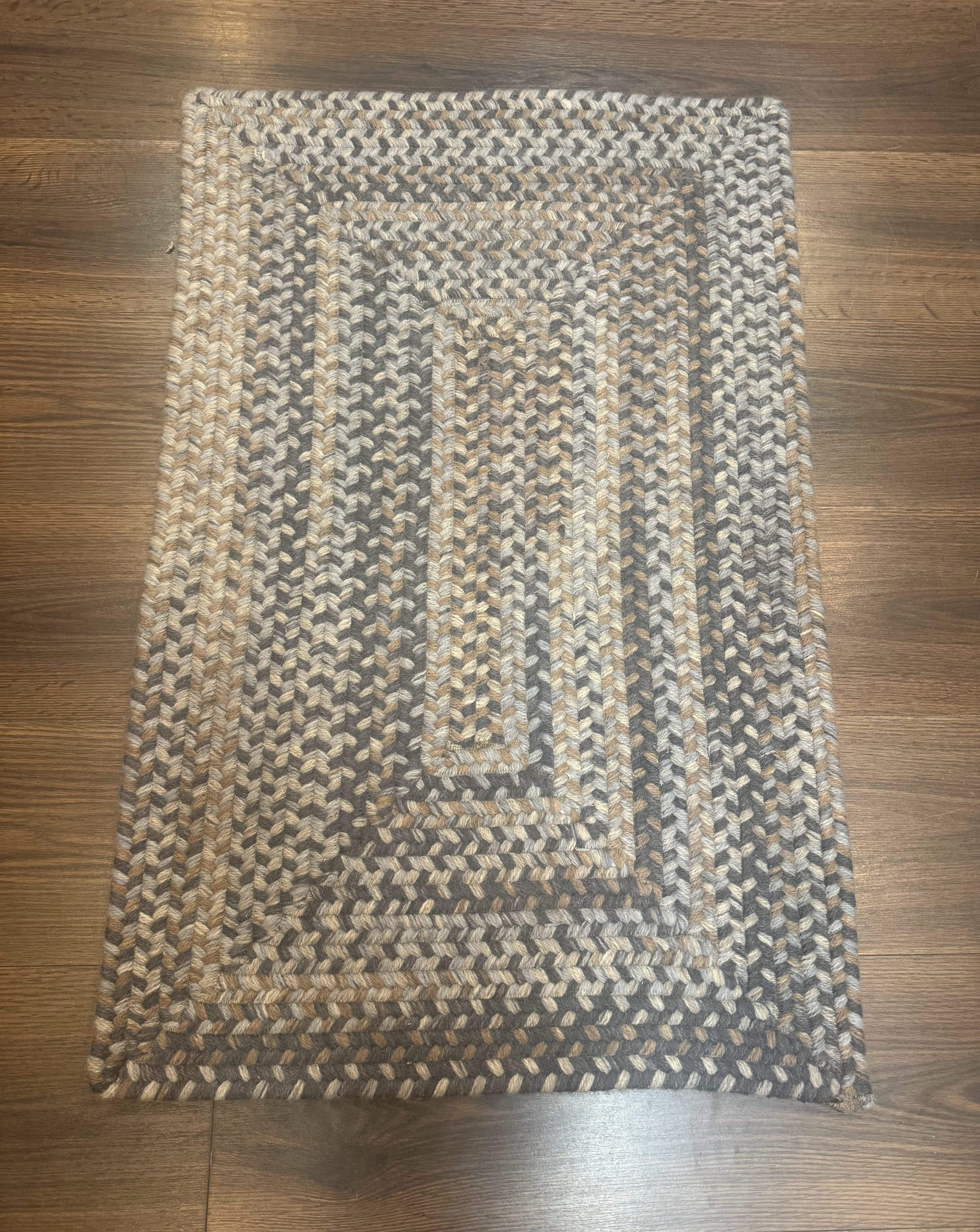 Small American Braided Rug 2x3 ft, Multicolor, Wool - Jewel Rugs