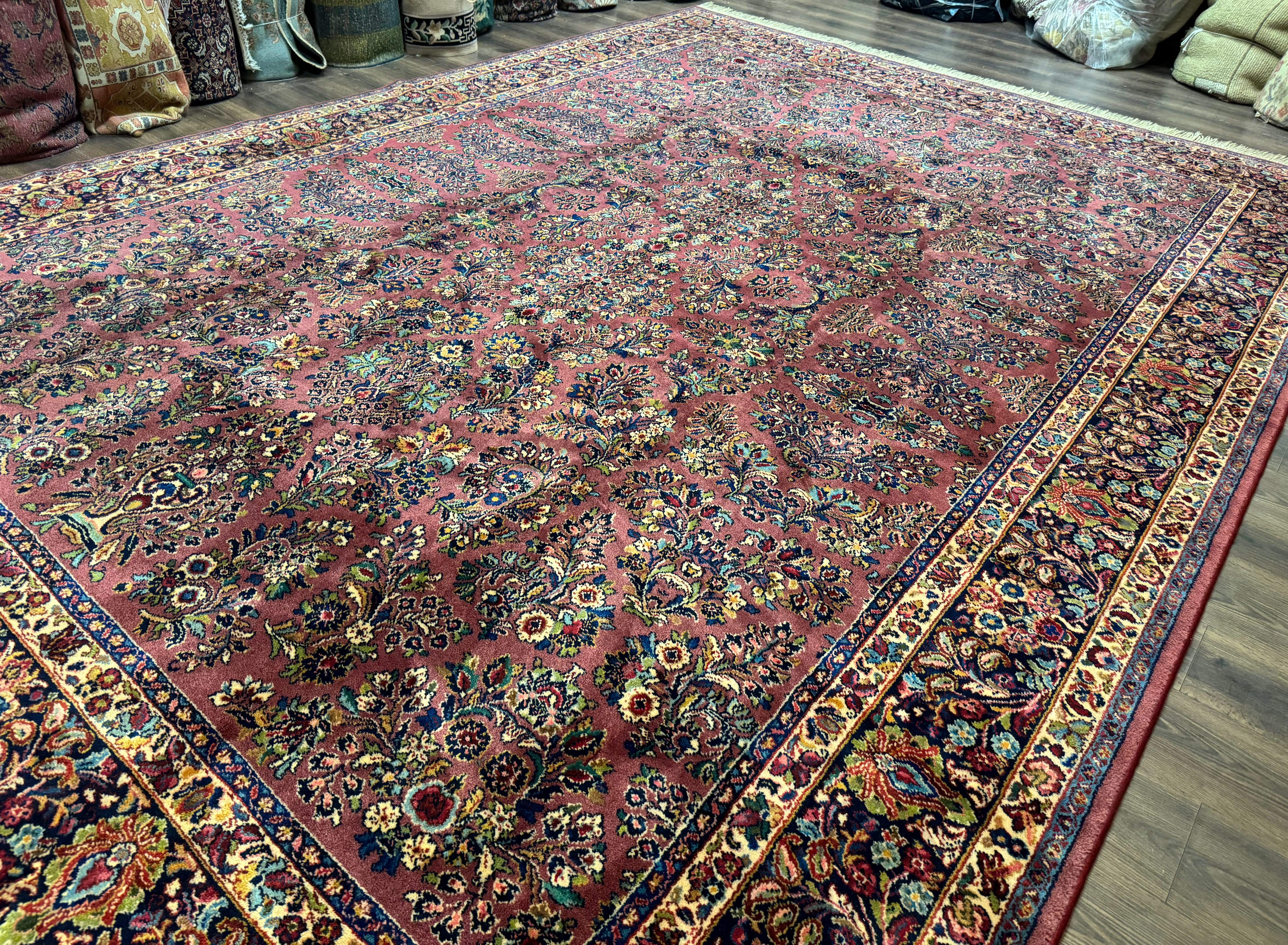 10x14 Karastan Rug Red Sarouk #785, Wool Original 700 Series - Jewel Rugs