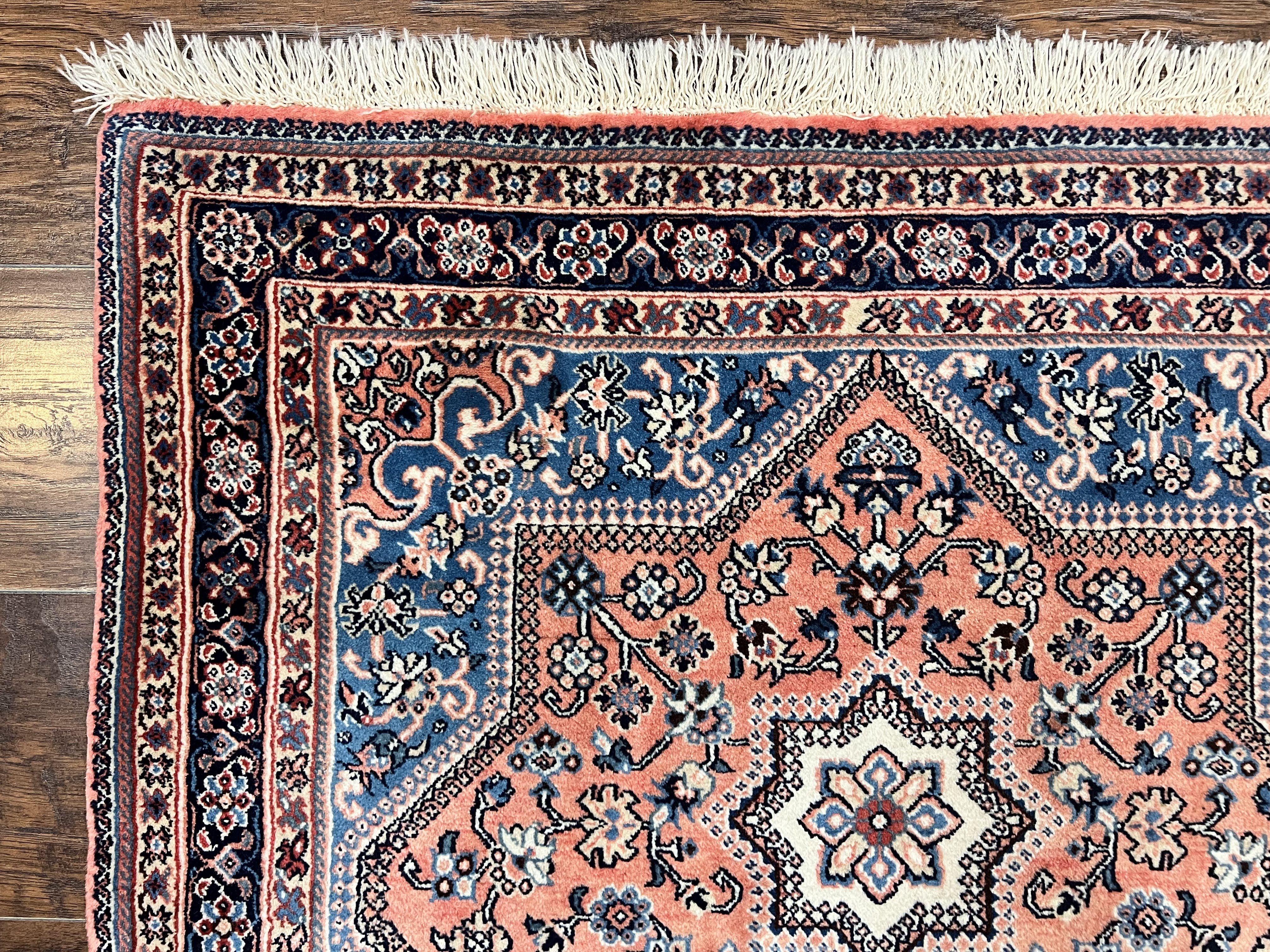 Persian Shiraz Rug 3x5, Geometric Tribal Rug, Wool Hand Knotted Vintage Carpet, Light Red & Blue, Signed by Masterweaver - Jewel Rugs