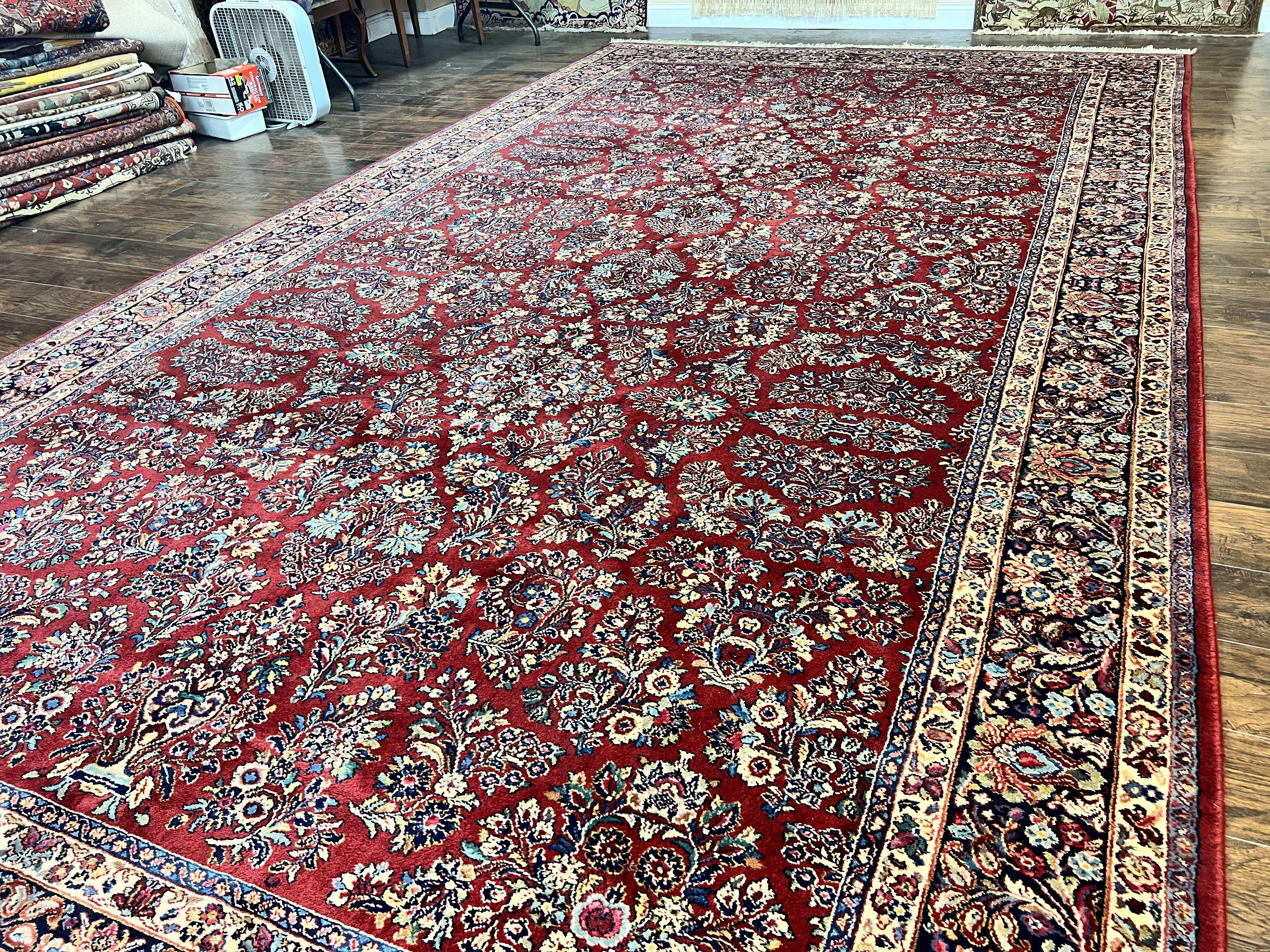 Karastan Rug 10x18 Red Sarouk #785, Wool Karastan Carpet, Original 700 Series, Vintage Discontinued Large Oriental Rug - Jewel Rugs