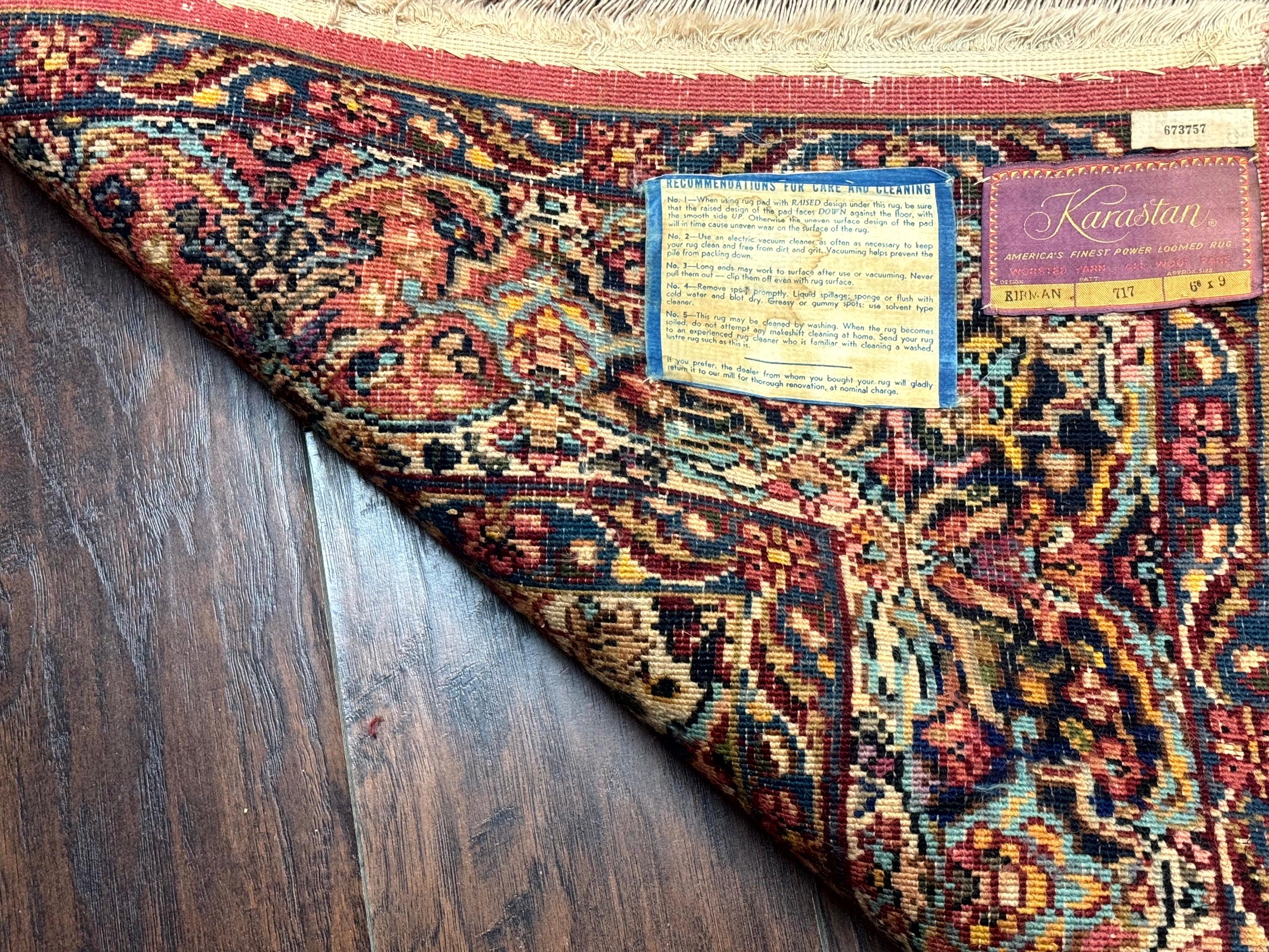 Karastan Rug 6x9, Multicolor Panel Kirman Rug #717, Wool Original Karastan Collection 700 Series, Vintage Discontinued Karastan - Jewel Rugs