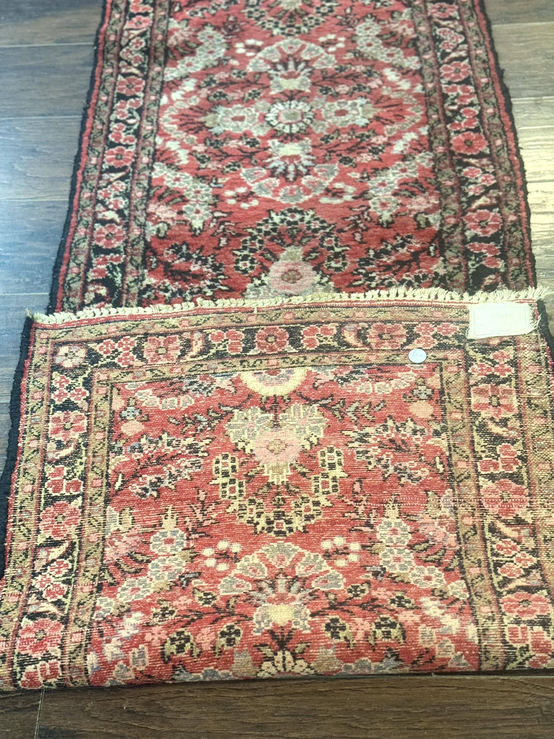 Persian Hamadan Runner Rug 2 x 13.6 – Red Floral Wool Hallway Carpet - Jewel Rugs