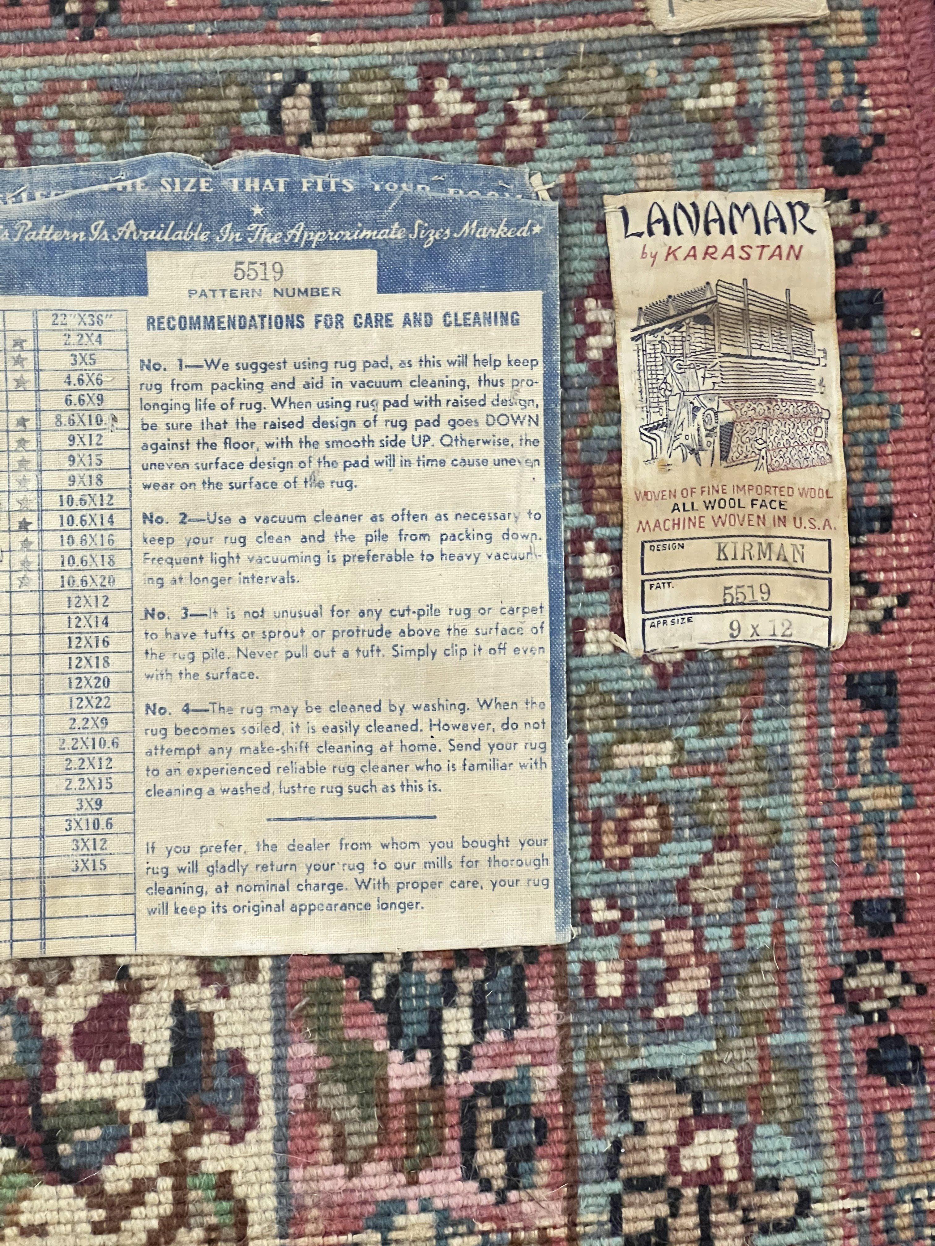 Karastan Rug 9x12, Lanamar Kirman #5519, Wool Karastan Carpet, Antique Floral Karastan Rug, Tree of Life Design Rug, Traditional Rug - Jewel Rugs