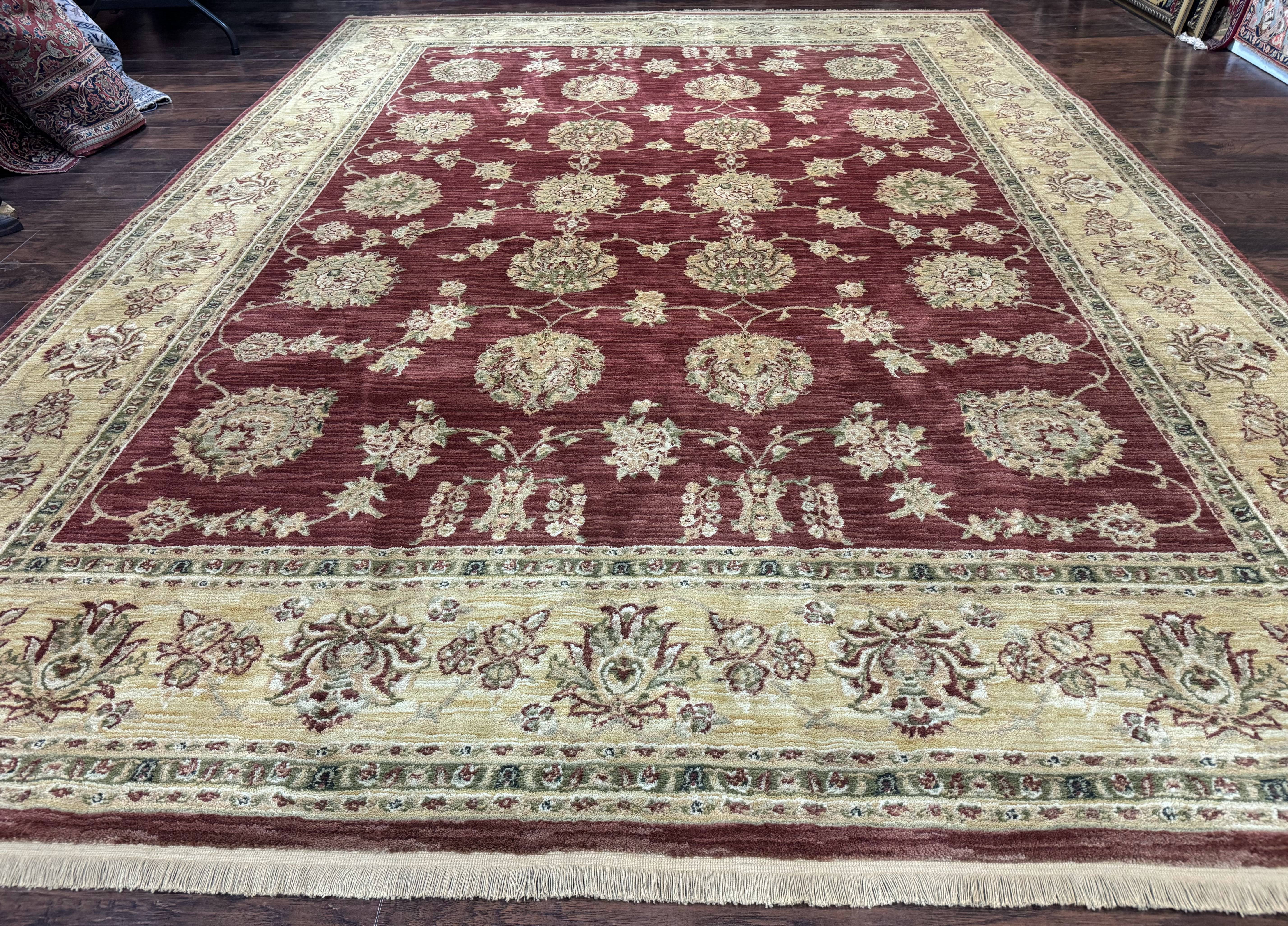 Traditional Wool Oriental Rug 9x13, Large Power Loomed Carpet, Burgundy - Jewel Rugs