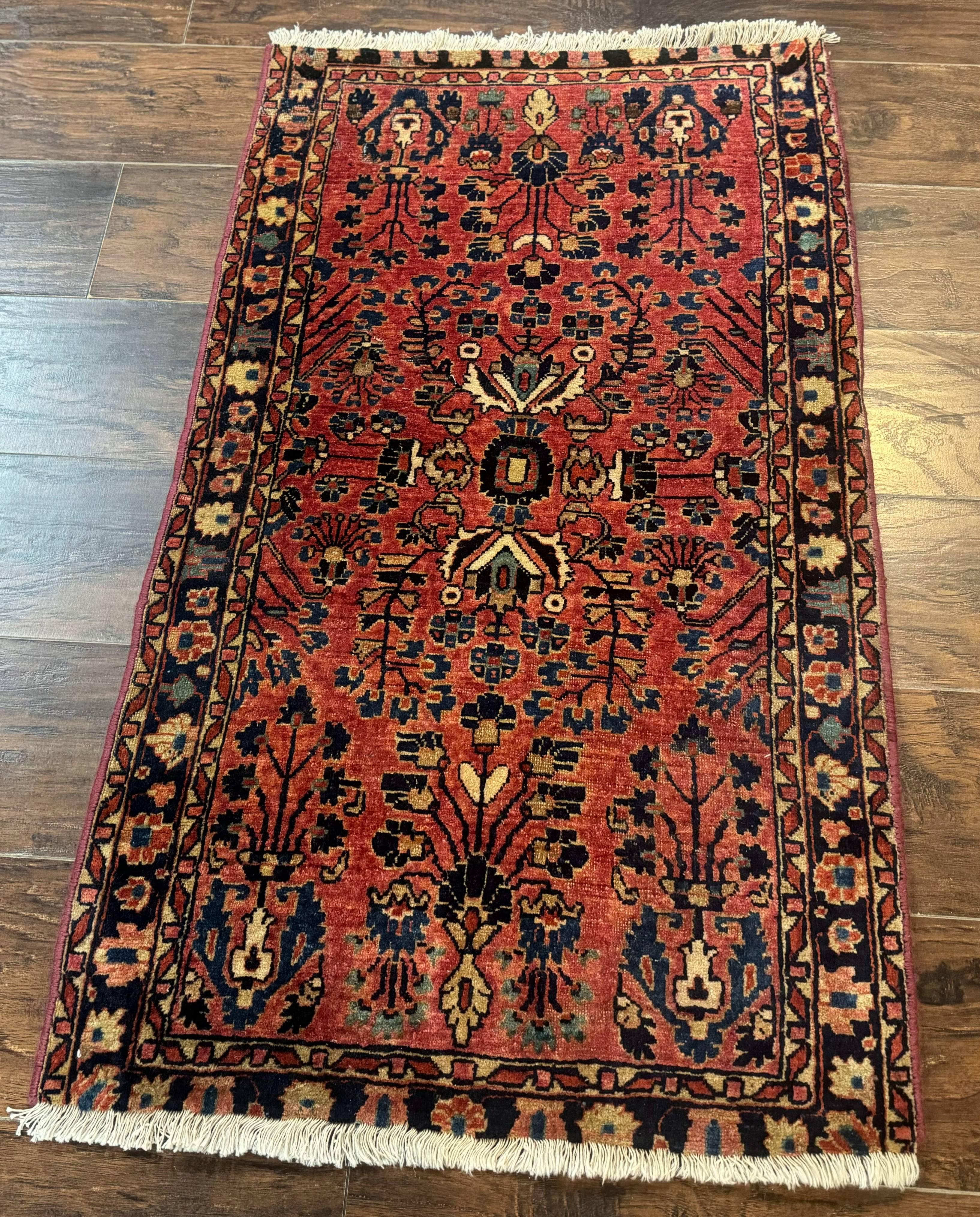 Persian Sarouk Rug 2x4, Red, Antique, 1920s Persian Carpet, Wool - Jewel Rugs