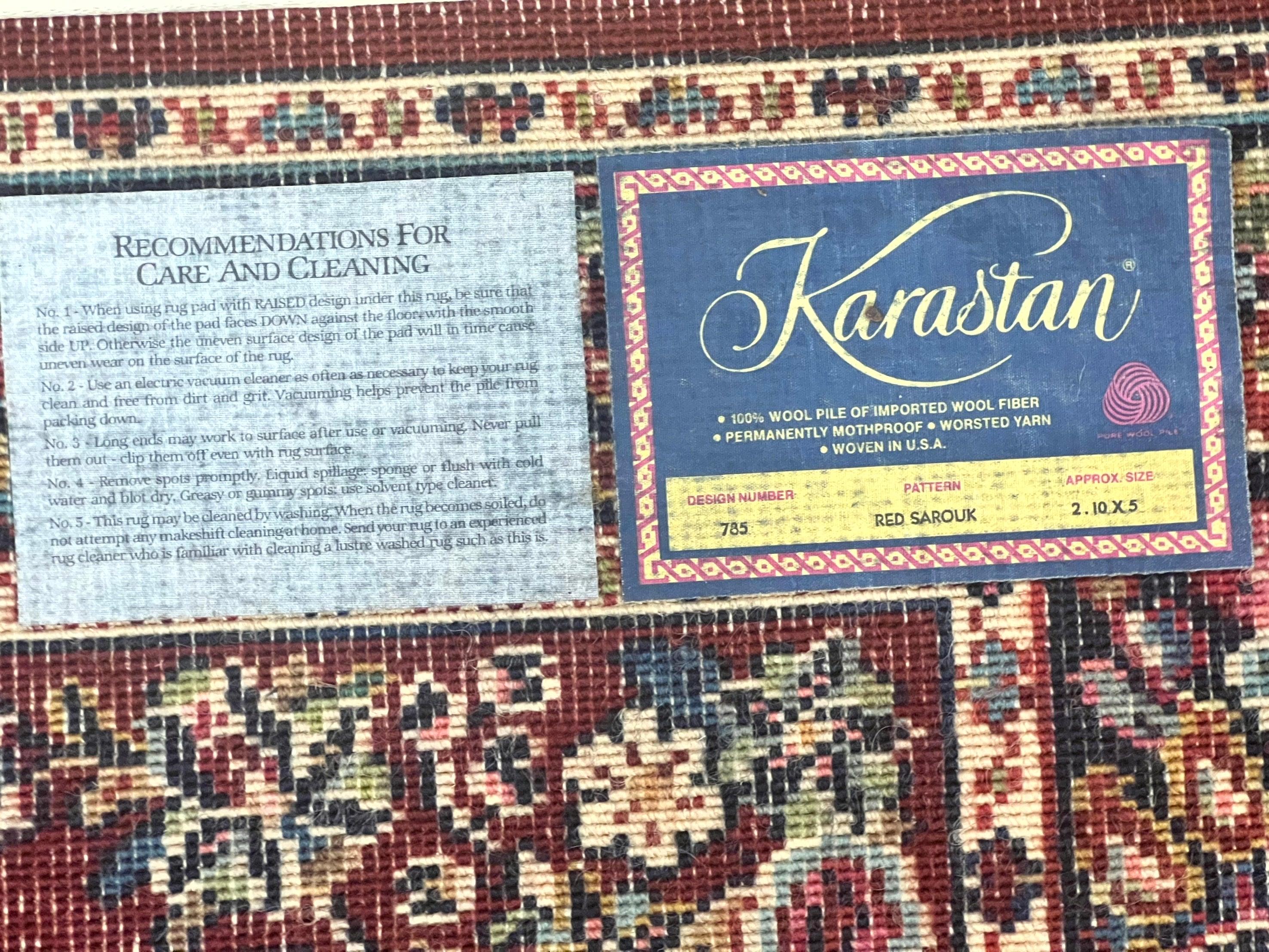 Karastan Rug 3x5 Red Sarouk #785, Small Karastan Wool Pile Rug, Original 700 Series, Discontinued Vintage Karastan Carpet - Jewel Rugs