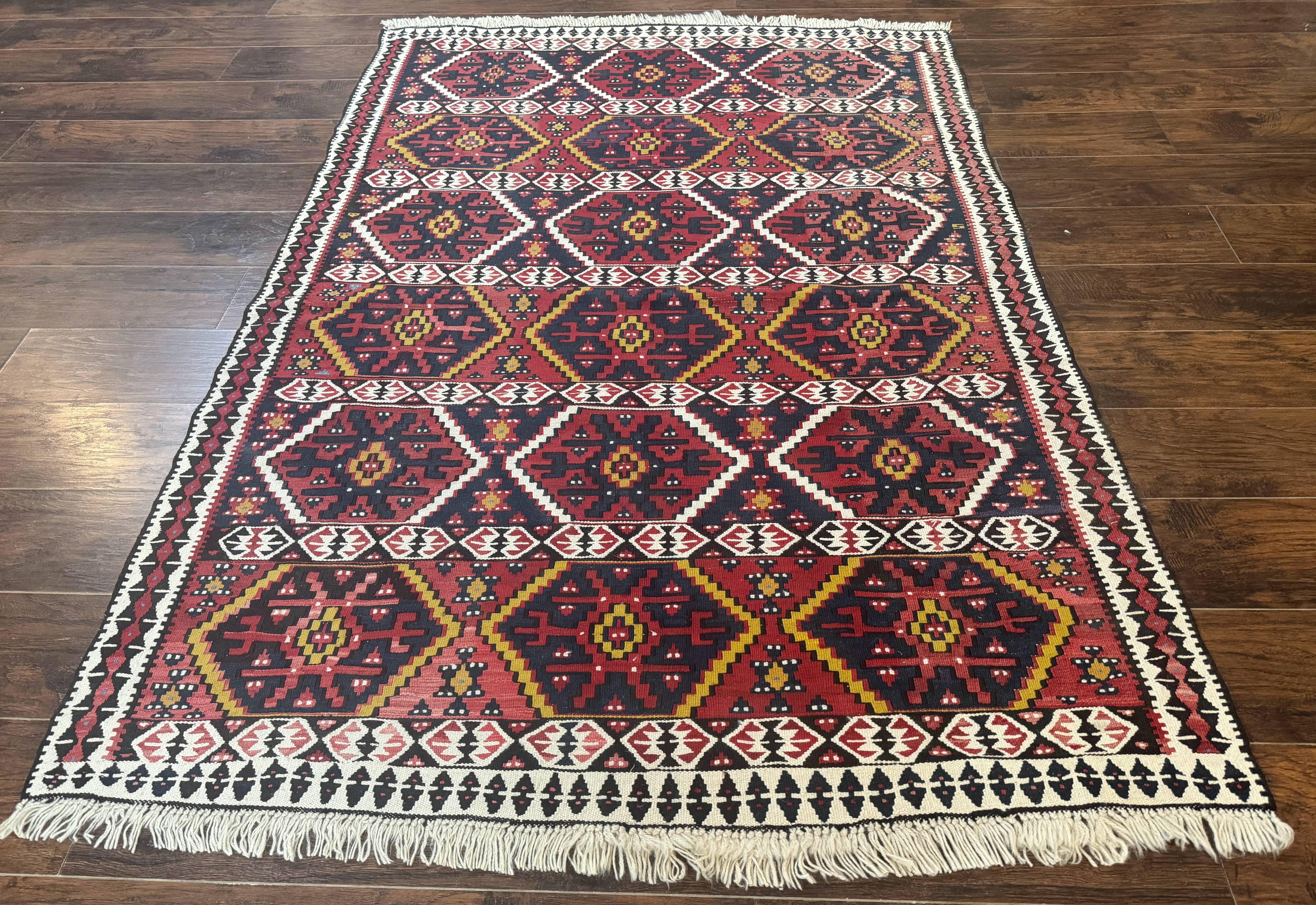 Caucasian Kilim Rug 5x7, Vintage Russian Flatweave Kilim Carpet, Tribal Bohemian Kilim Rug - Jewel Rugs