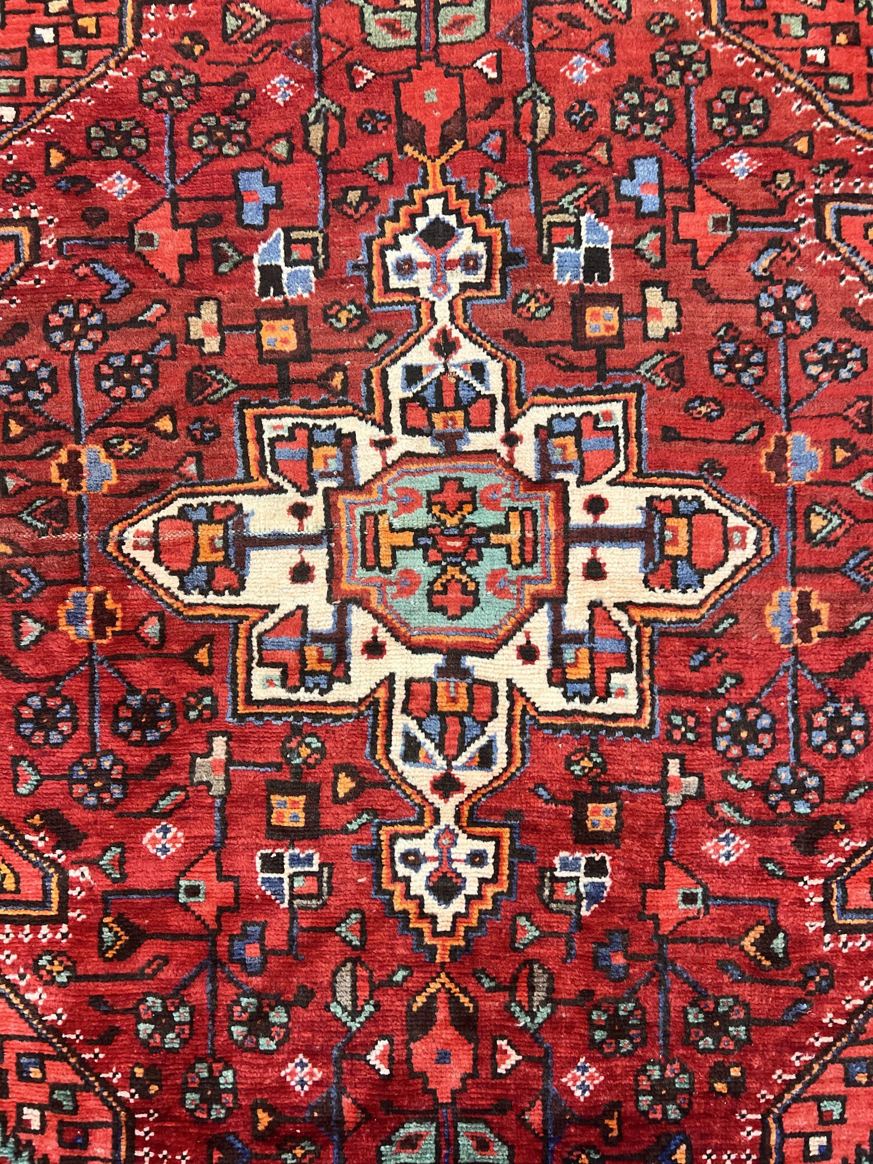 Antique Persian Tribal Rug 4x7, Red, Geometric Medallion, Handmade, Wool, Persian Zanjan Rug - Jewel Rugs