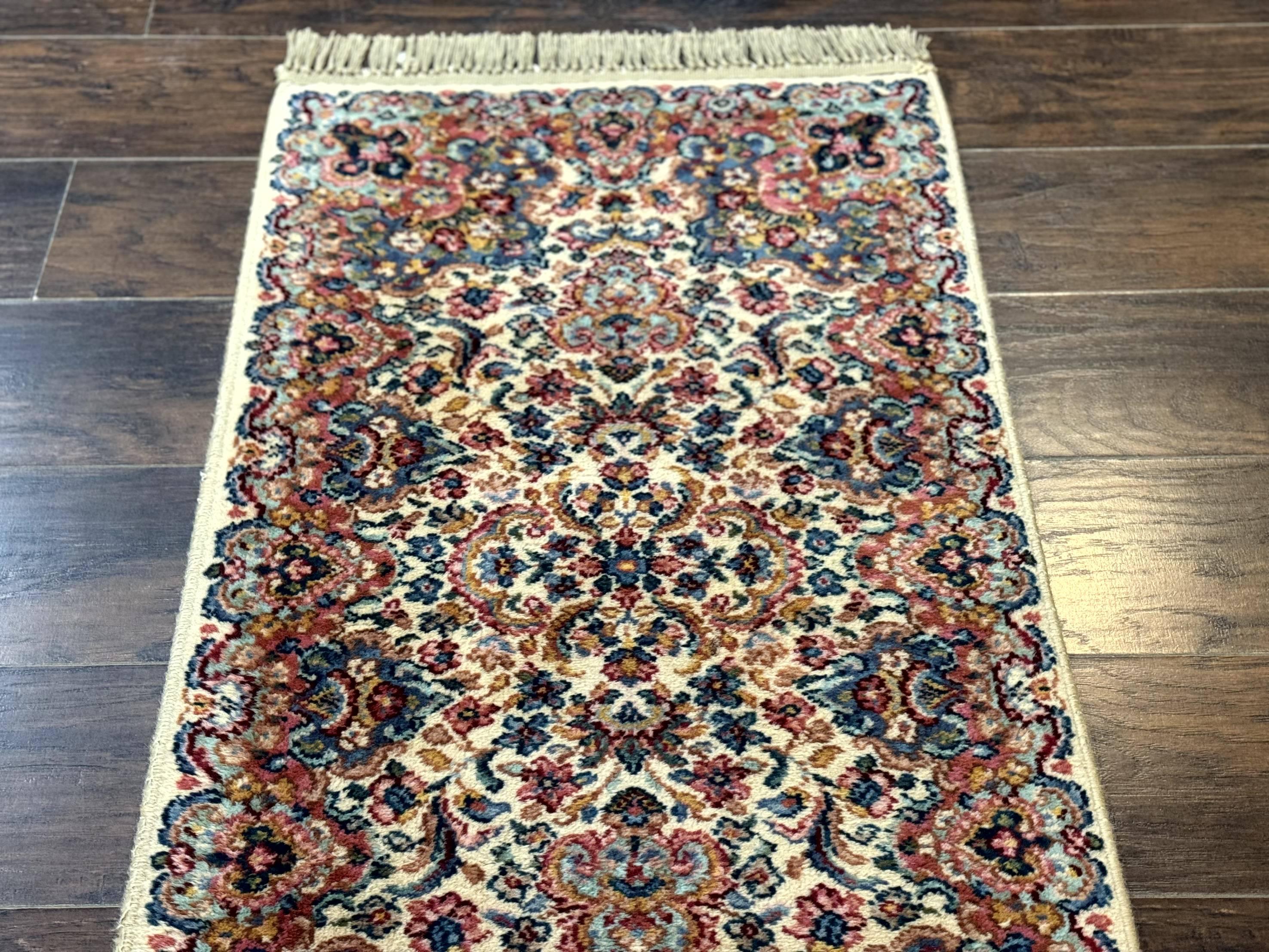 Karastan Rug 2x4, Karastan Kirman Rug #724, Wool Vintage Discontinued Small Karastan Area Rug, Ivory Kirman - Jewel Rugs