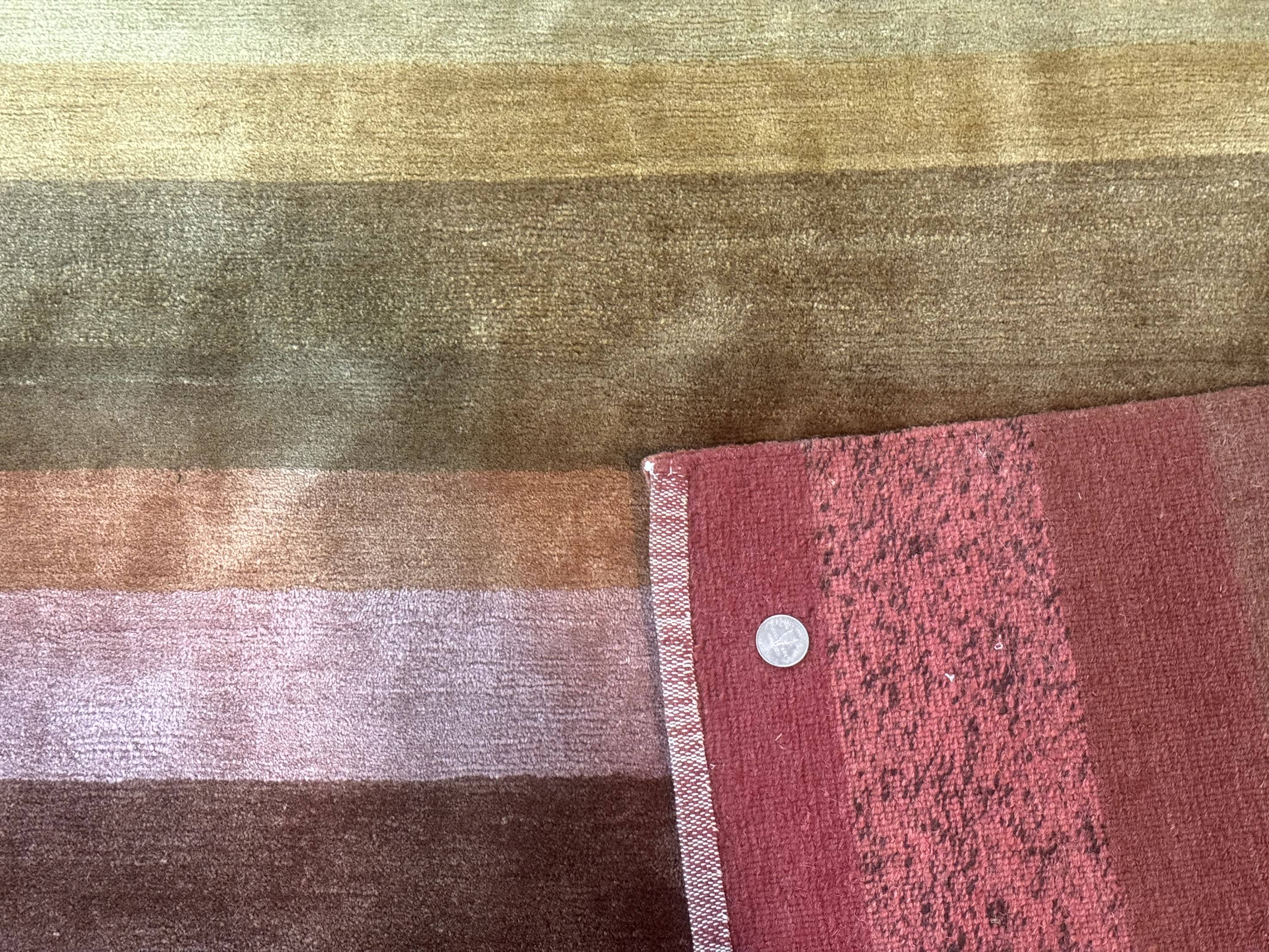 Modern Persian Gabbeh Rug 8x10, Multicolor Stripes, Soft Thick Wool Pile - Jewel Rugs