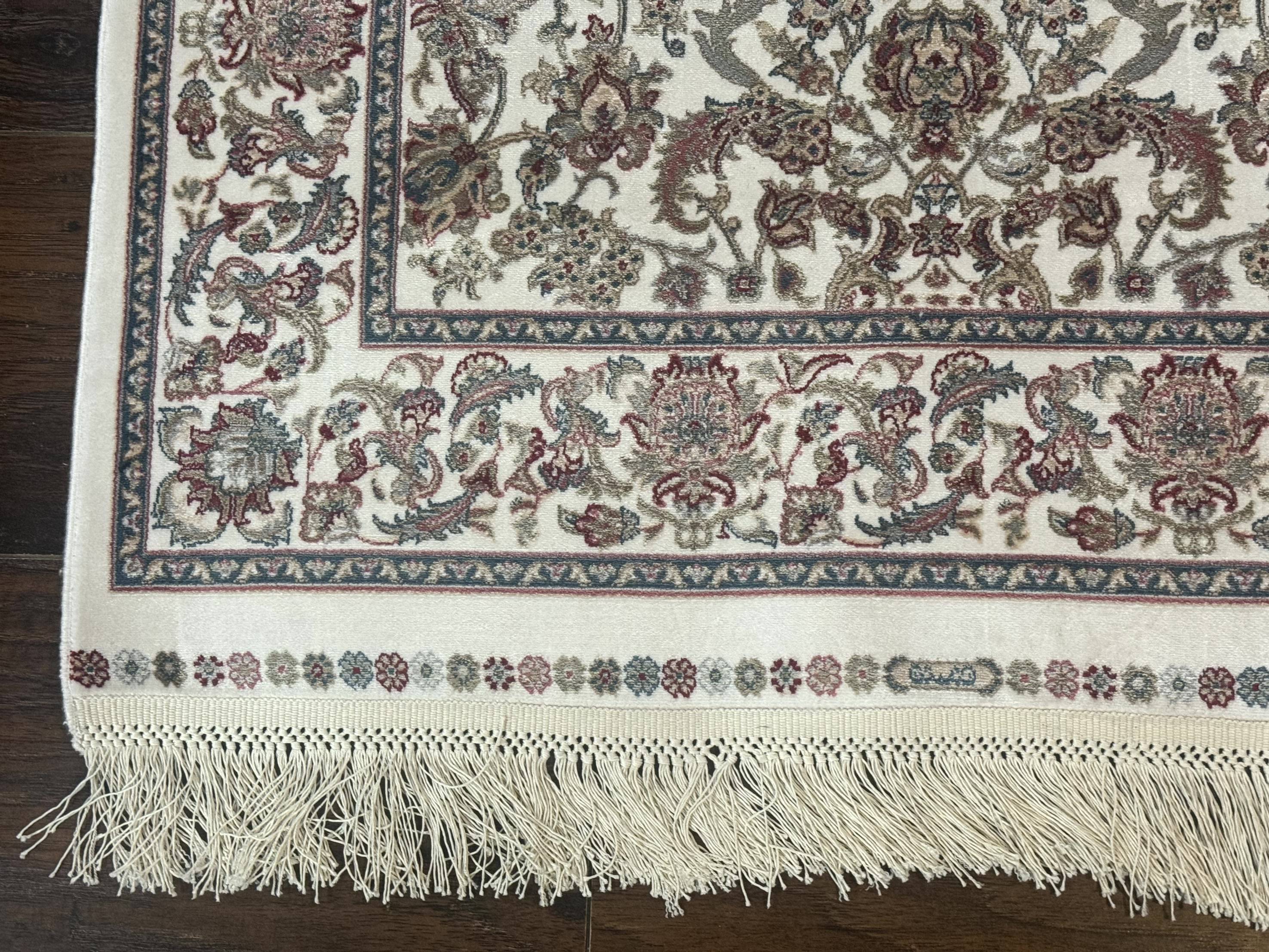 Small Turkish Silk Rug 2.6 x 4, Ivory, Allover Design, Bamboo Silk - Jewel Rugs