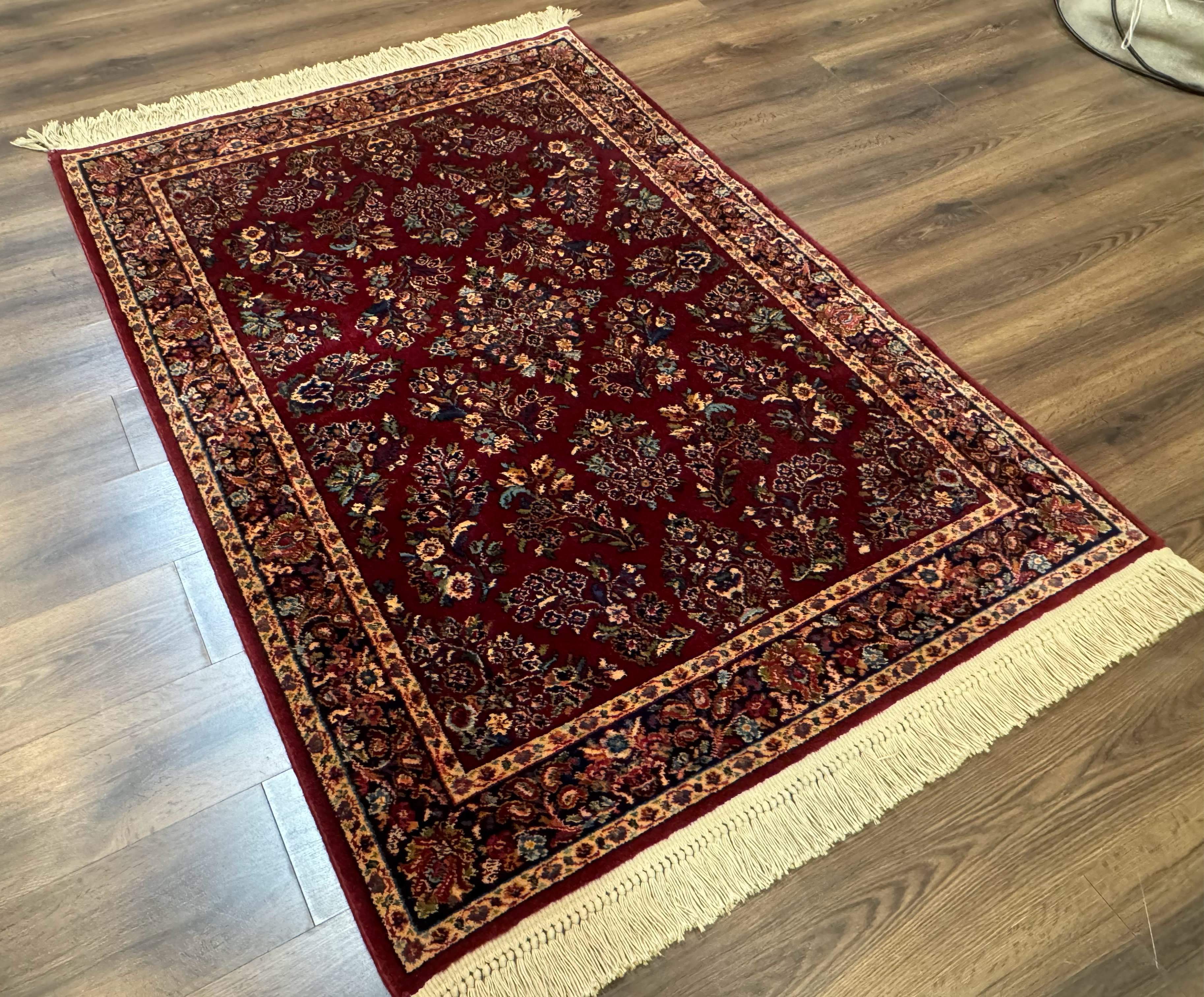 4x6 Karastan Rug Red Sarouk #785, Wool Pile Original 700 Series, Vintage Discontinued - Jewel Rugs