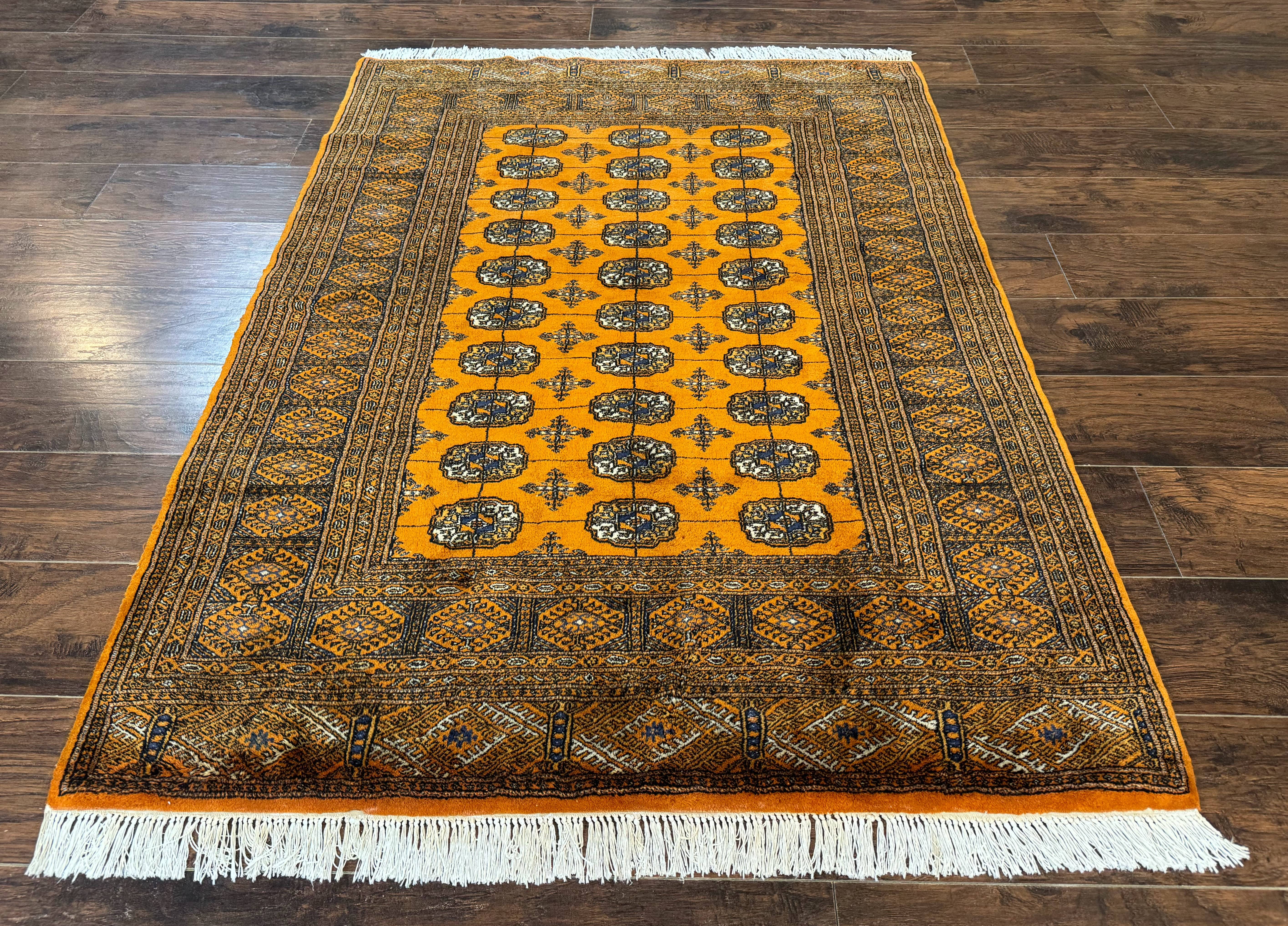 Pakistani Bokhara Turkoman Rug 4x6, Orange, Fine - Jewel Rugs
