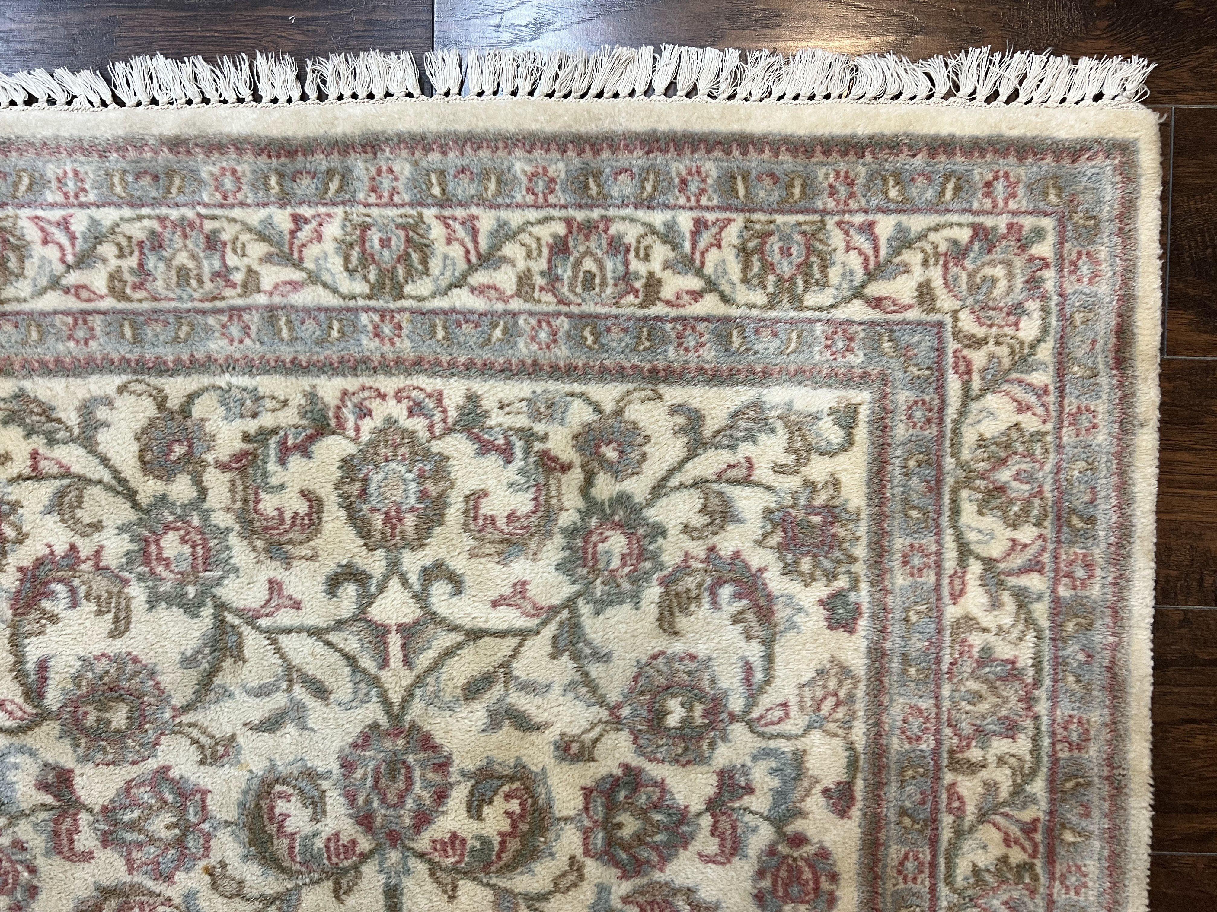 Indo Persian Rug 4x6, Vintage Handmade Wool Carpet, Floral Allover Pattern, Beige, Pair B - Jewel Rugs