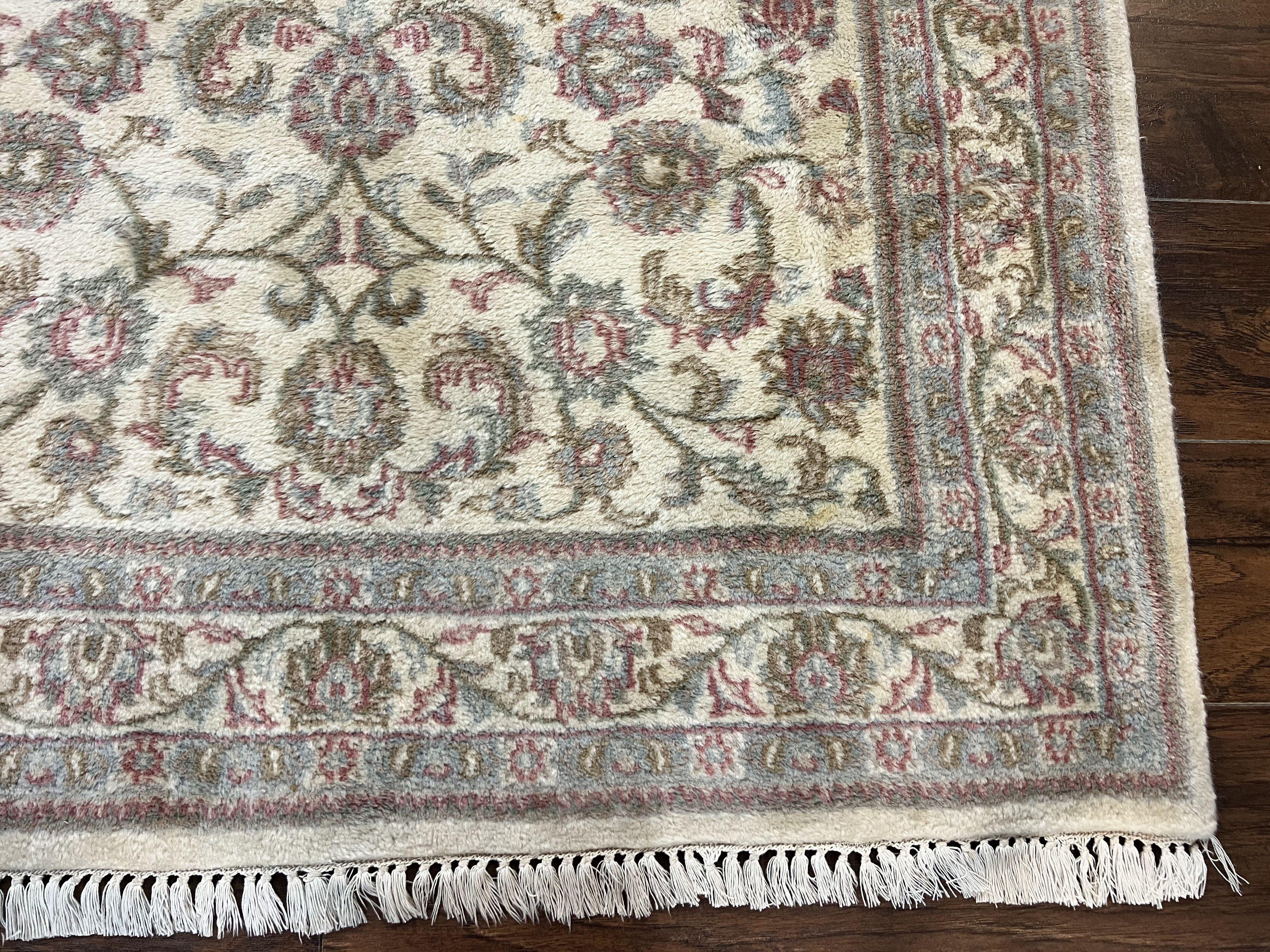 Indo Persian Rug 4x6, Vintage Handmade Wool Carpet, Floral Allover Pattern, Beige, Pair A - Jewel Rugs