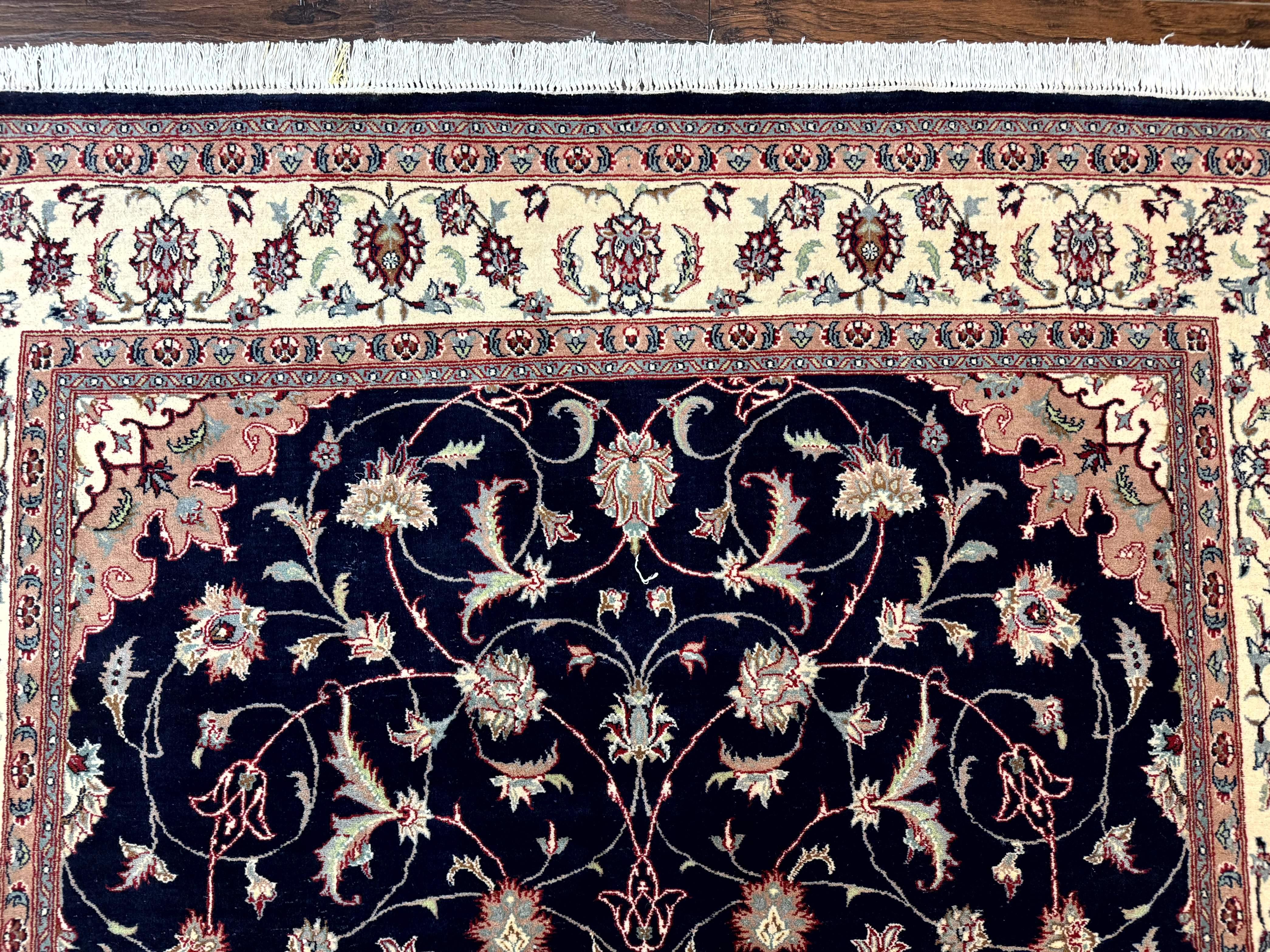 Navy Blue Pak Persian Rug 6x10, Floral Medallion, Traditional Persian Area Rug, Fine 240 KPSI - Jewel Rugs