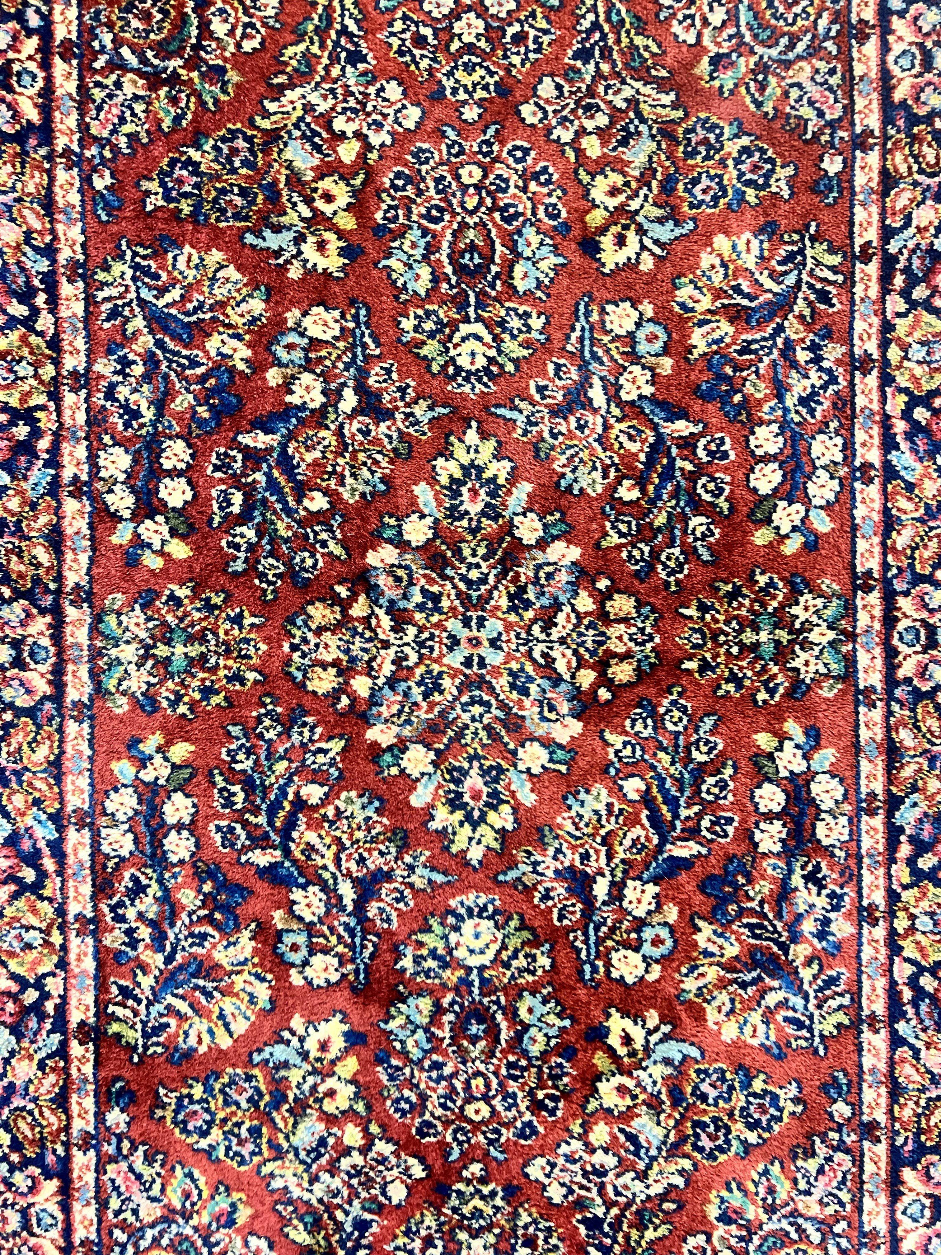 Karastan Red Sarouk Rug #785, Small Karastan Wool Pile Rug 3x5 ft, Original 700 Series, Discontinued Vintage Karastan Carpet - Jewel Rugs