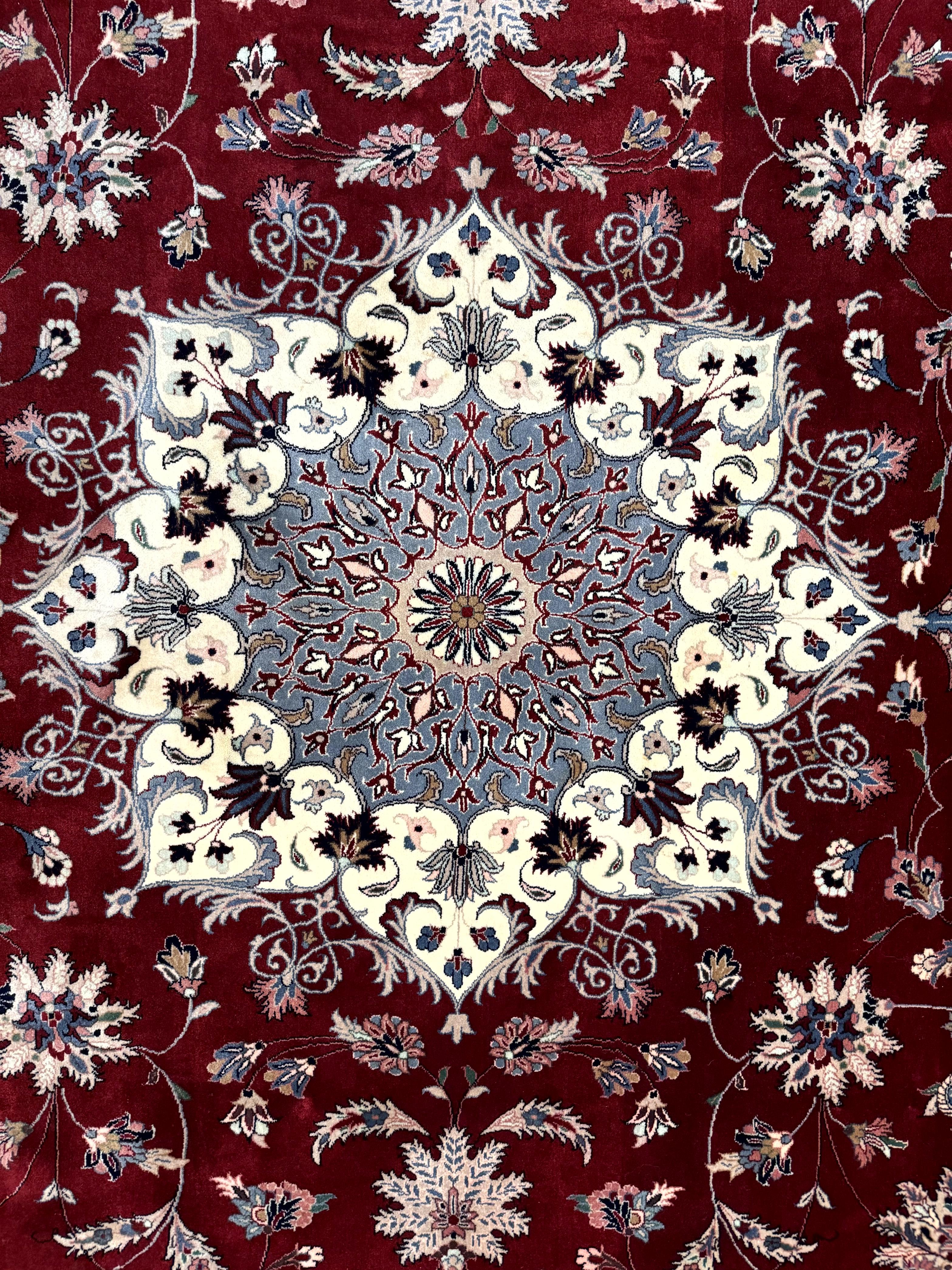 Pak Persian Rug 9x12, Maroon and Ivory, Wool Handmade Vintage - Jewel Rugs
