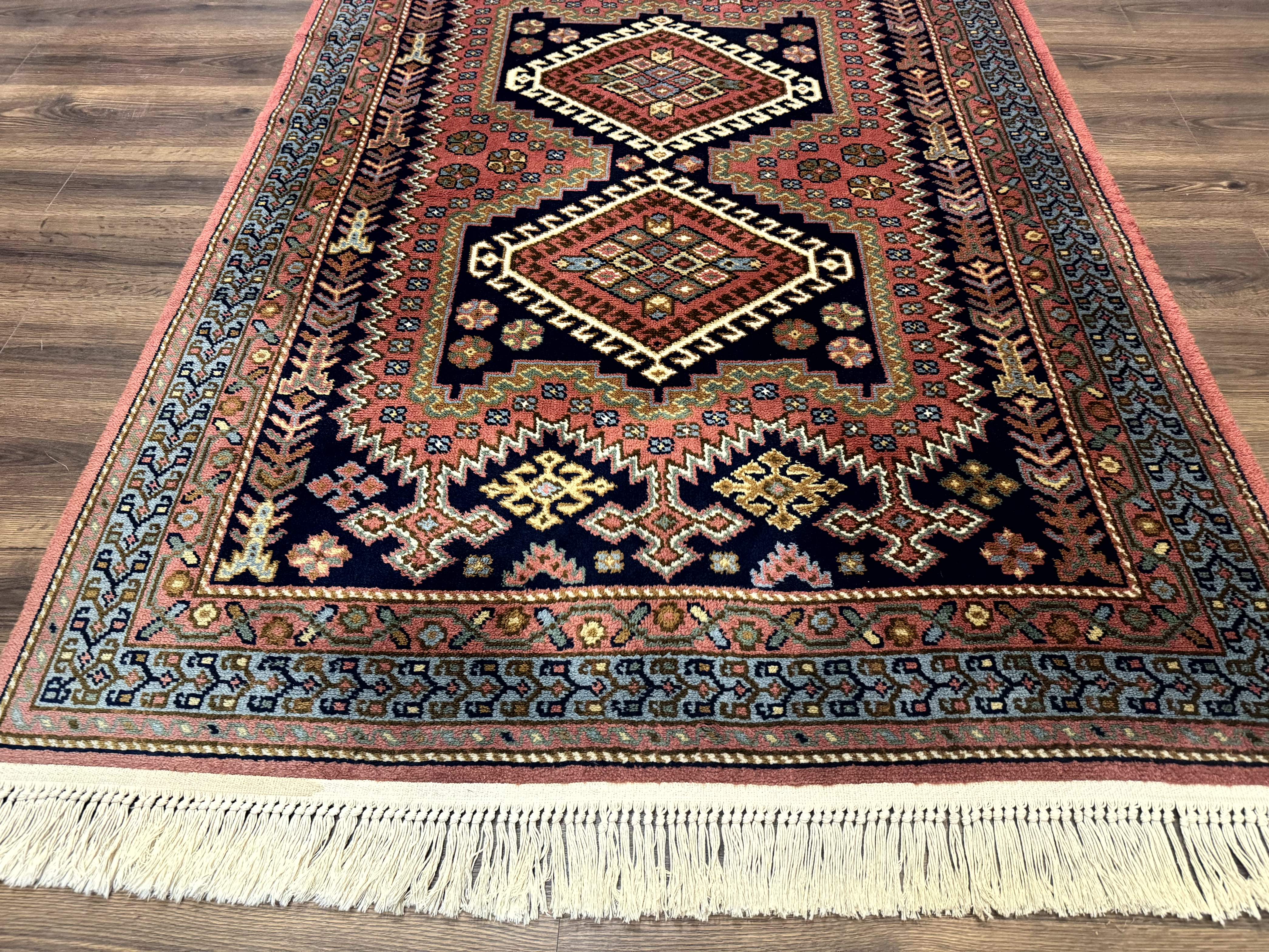 5x7 Persian Tribal Design Rug, Wool, Geometric Medallions, Vintage, Power Loomed - Jewel Rugs
