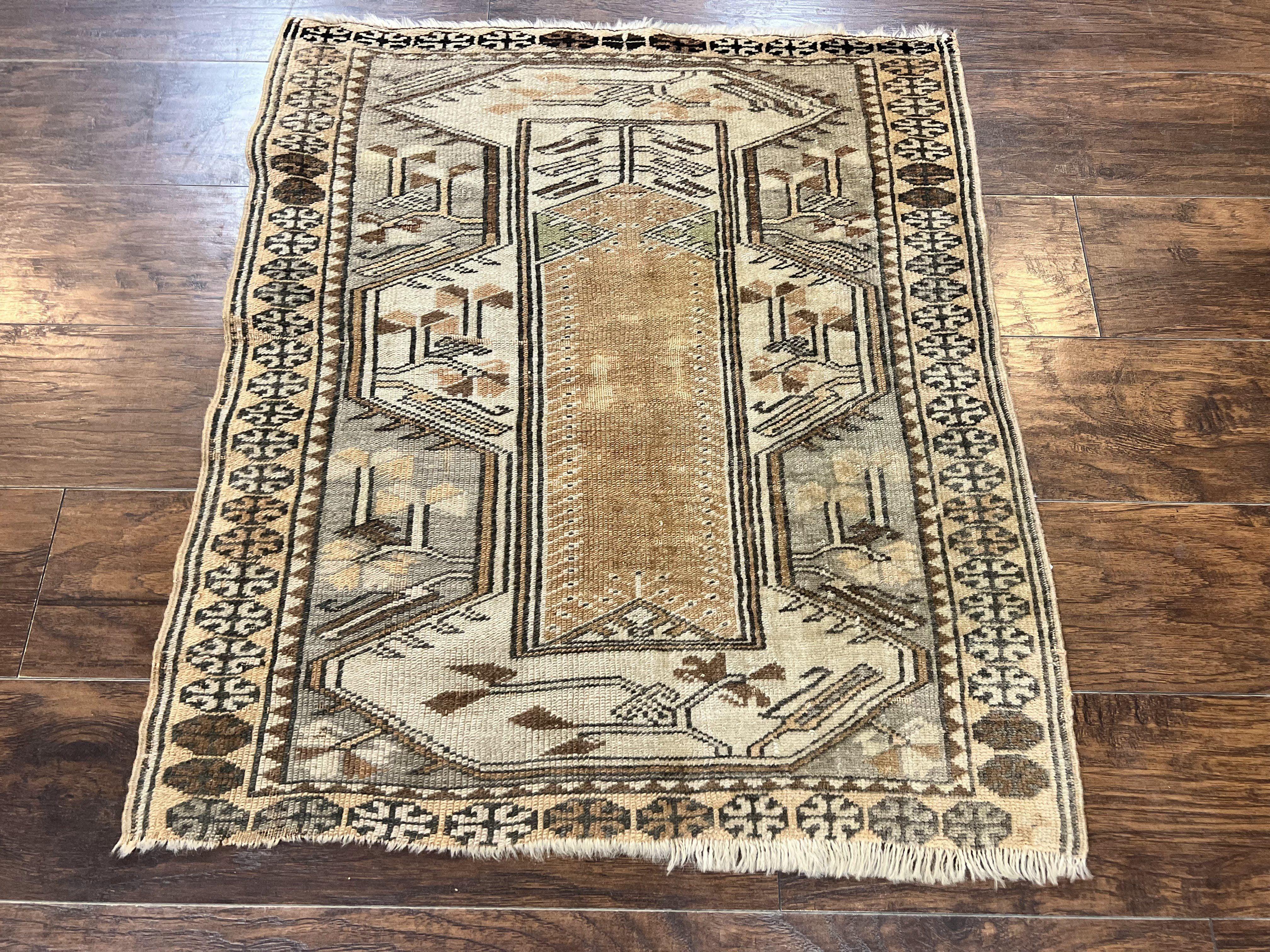 Turkish Kazak Rug 3x3, Wool Hand Knotted Antique Carpet, 3ft Square Area Rug, Boho Rug, Small Geometric Rug - Jewel Rugs