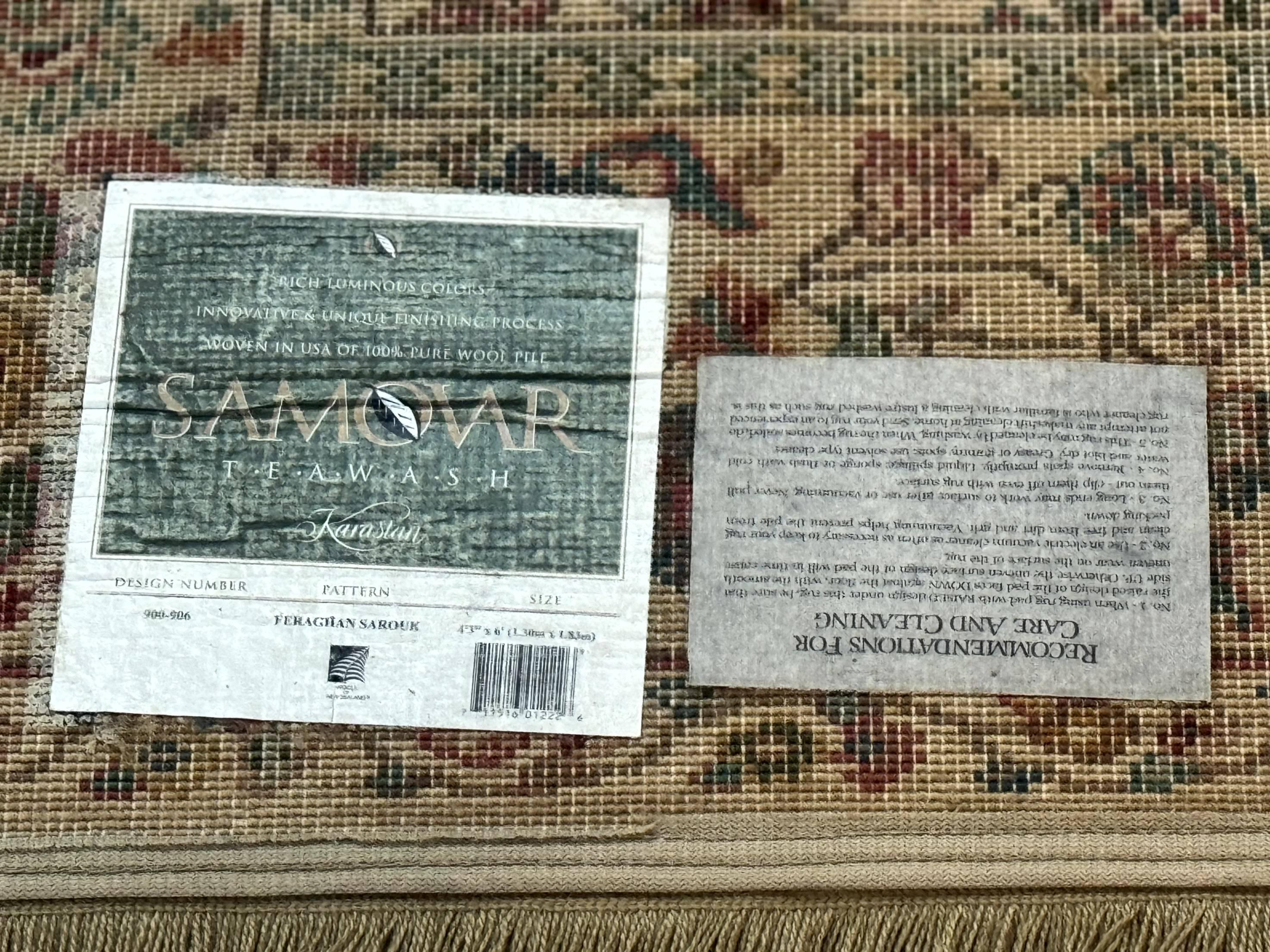 Karastan Rug 4x6, Samovar Teawash Feraghan Sarouk #900-906, Vintage Wool Pile Discontinued Karastan Area Rug Carpet - Jewel Rugs