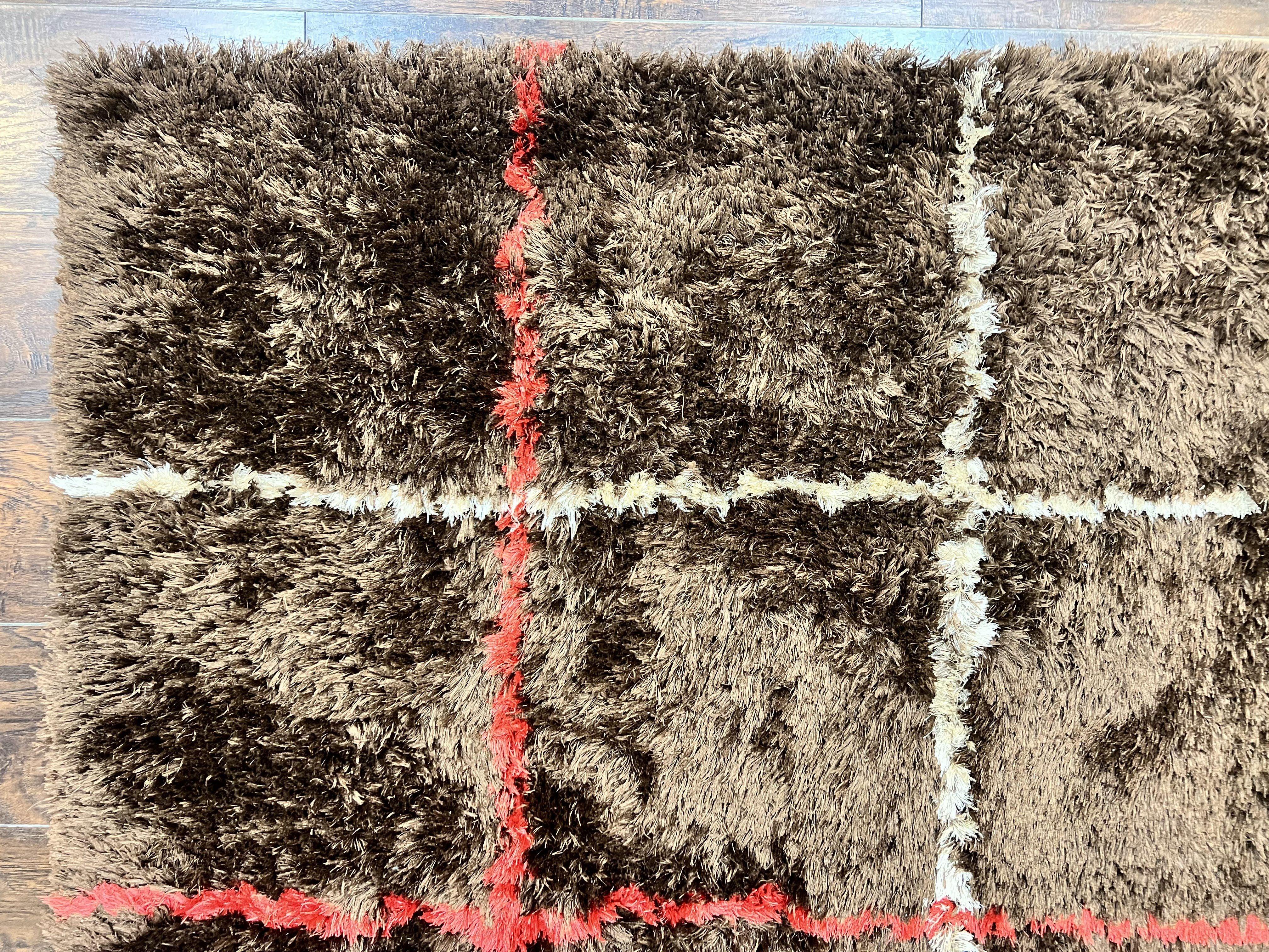 Shag Rug 6x8, Brown, Panel Design - Jewel Rugs