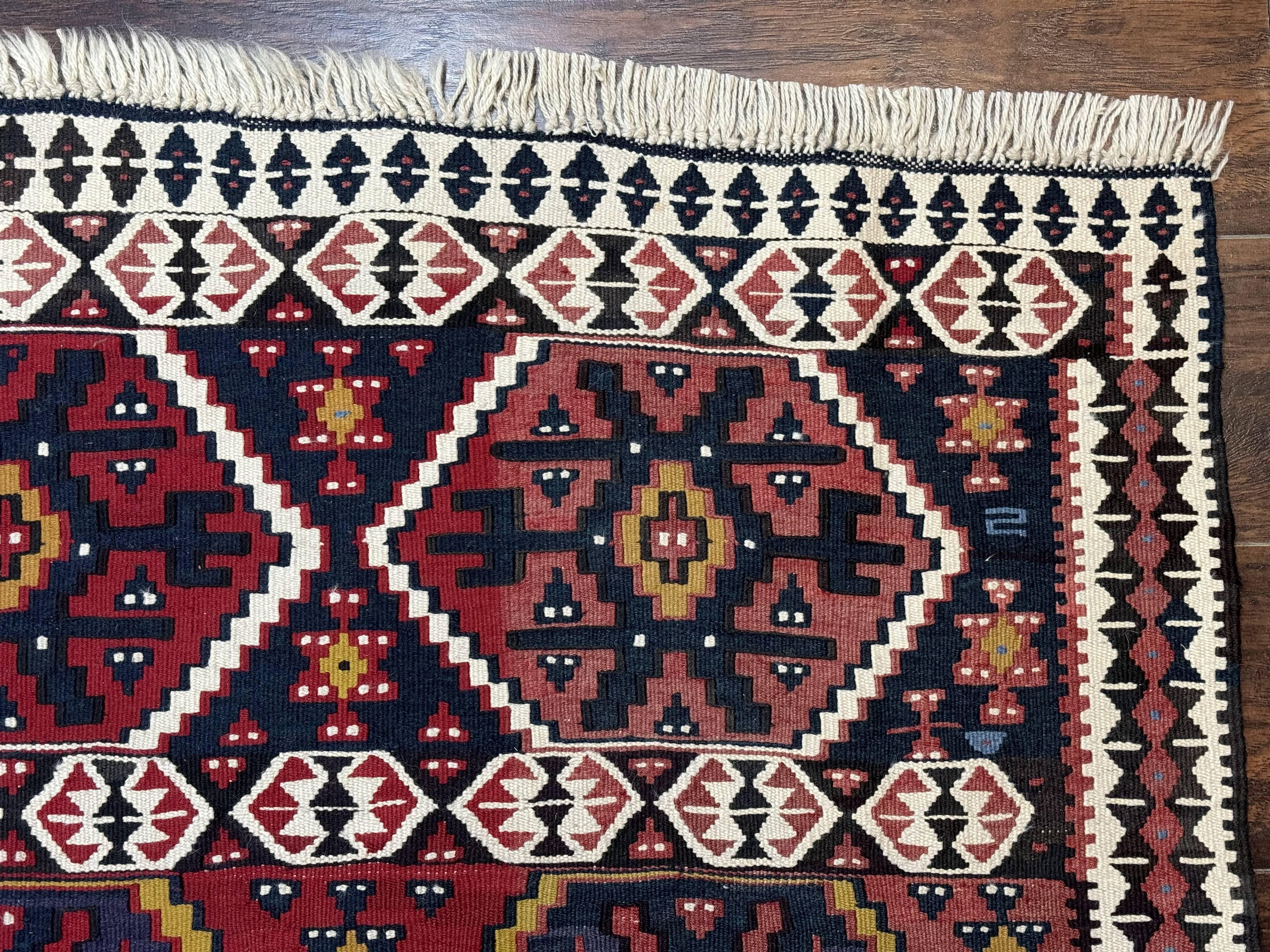 Caucasian Kilim Rug 5x7, Vintage Russian Flatweave Kilim Carpet, Tribal Bohemian Kilim Rug - Jewel Rugs