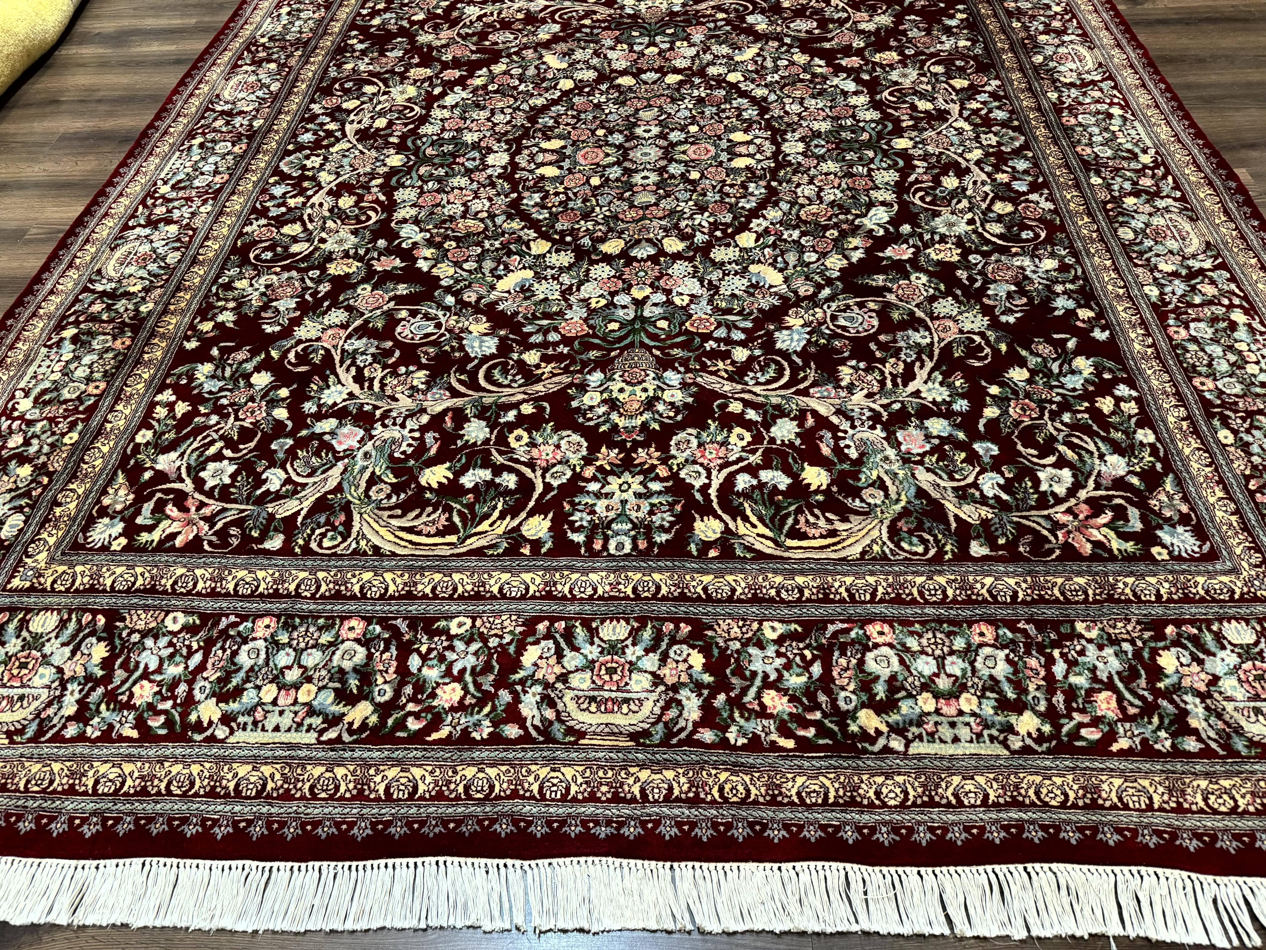 Burgundy Persian Rug 8x10, Pak Persian Floral Carpet, Very Fine 300 KPSI - Jewel Rugs