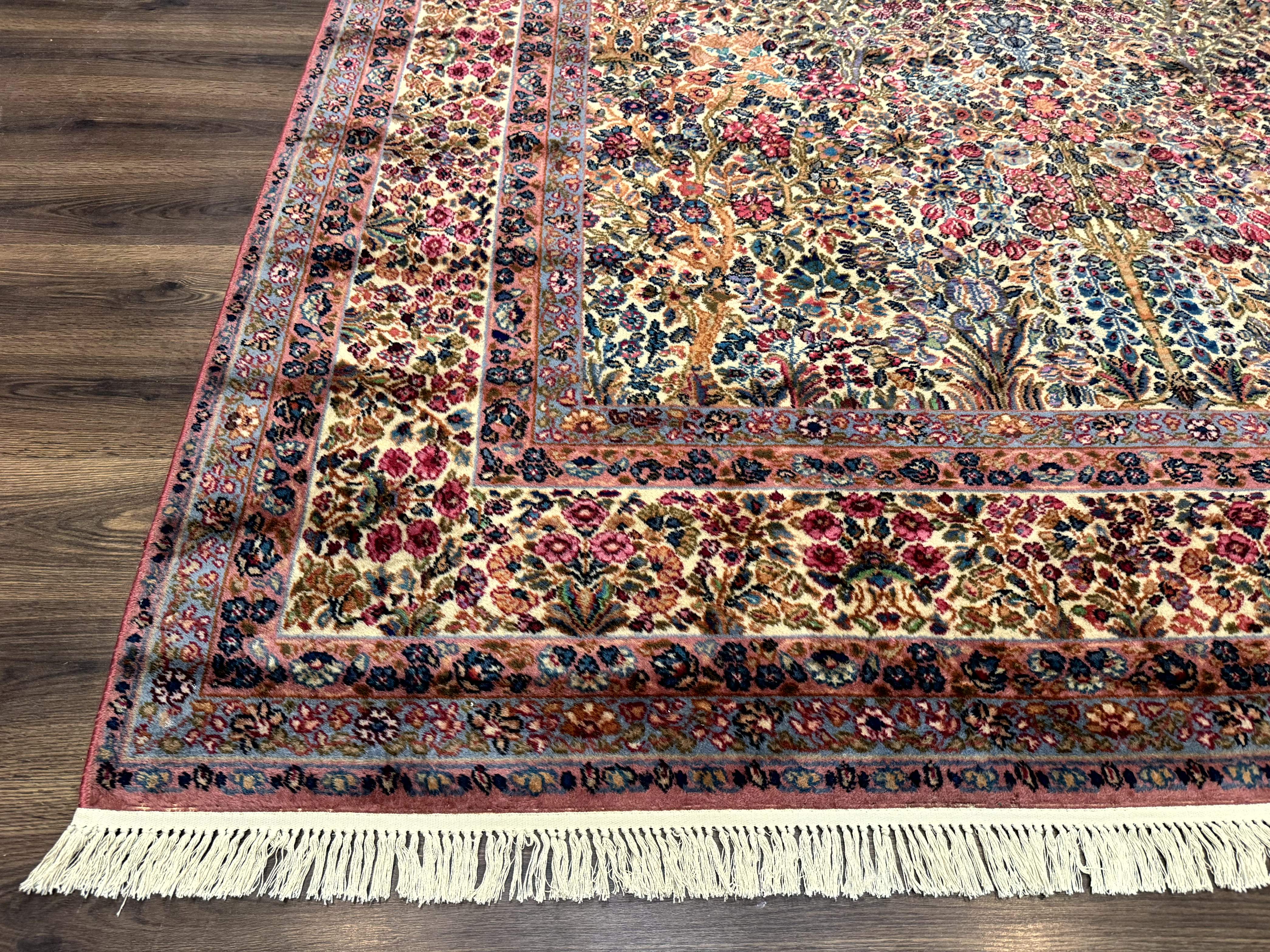Karastan Rug 9x12, Lanamar Kirman #5519, Wool Antique Floral Karastan Carpet, Tree of Life Design - Jewel Rugs